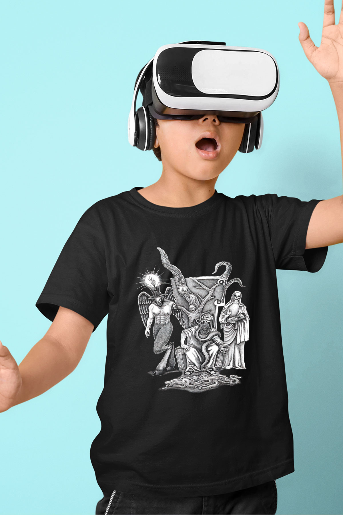 Azarath Baskılı Unisex Siyah Çocuk Tişört - Tshirt