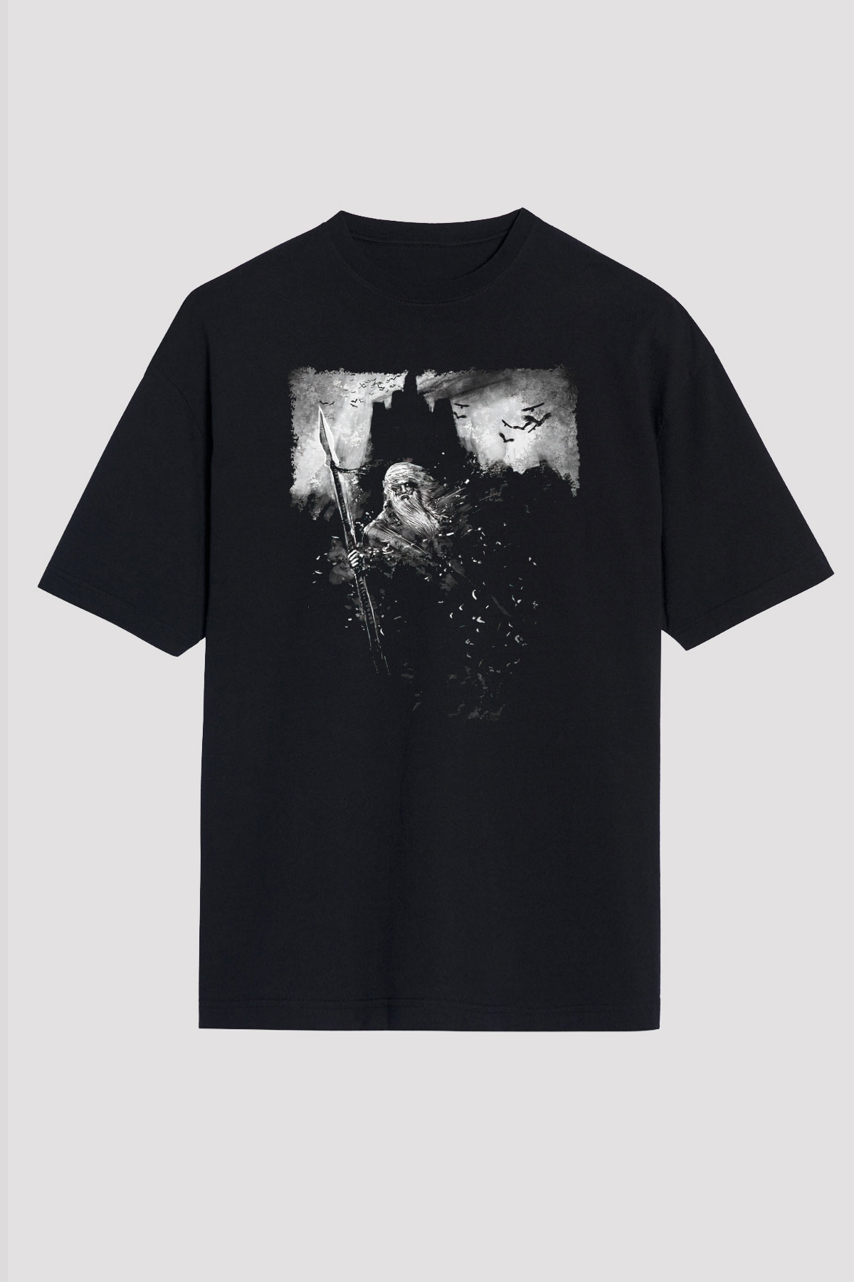 Azarath Baskılı Unisex Siyah Oversize Tişört - Tshirt