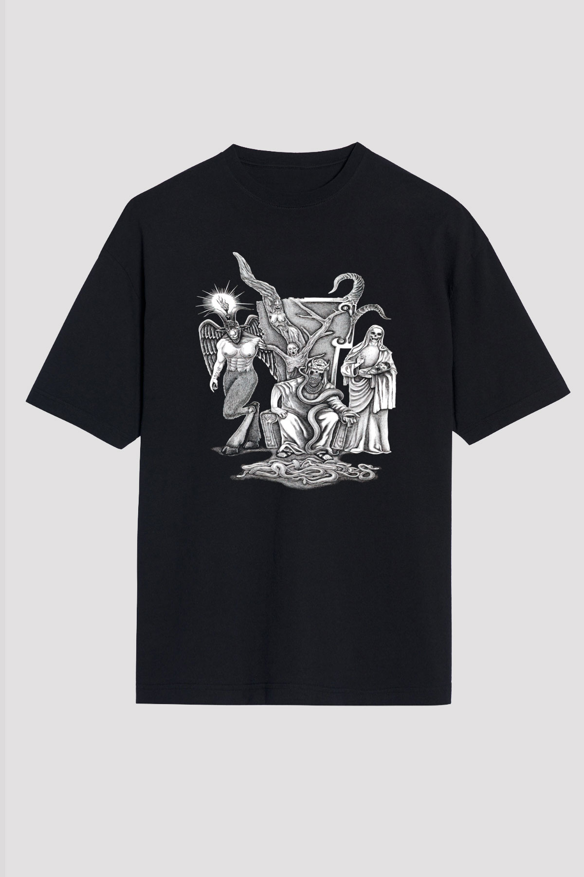 Azarath Baskılı Unisex Siyah Oversize Tişört - Tshirt