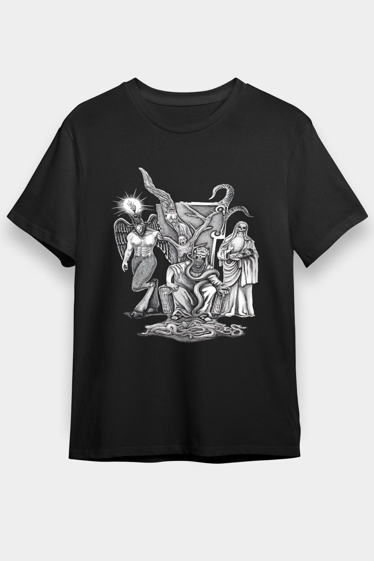 Azarath Baskılı Unisex Siyah Tişört - Tshirt