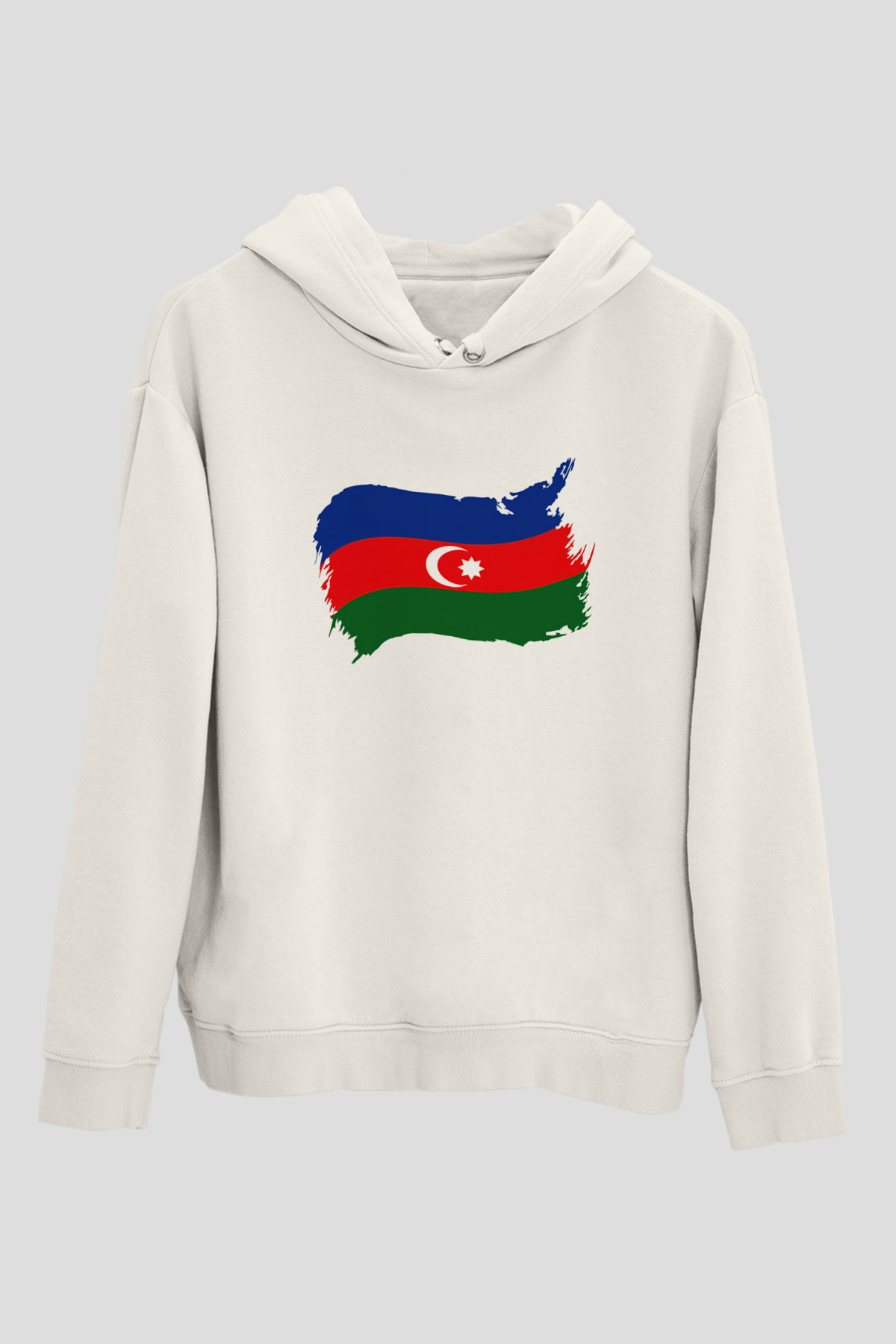 Azerbaycan Beyaz Unisex Kapşonlu Sweatshirt