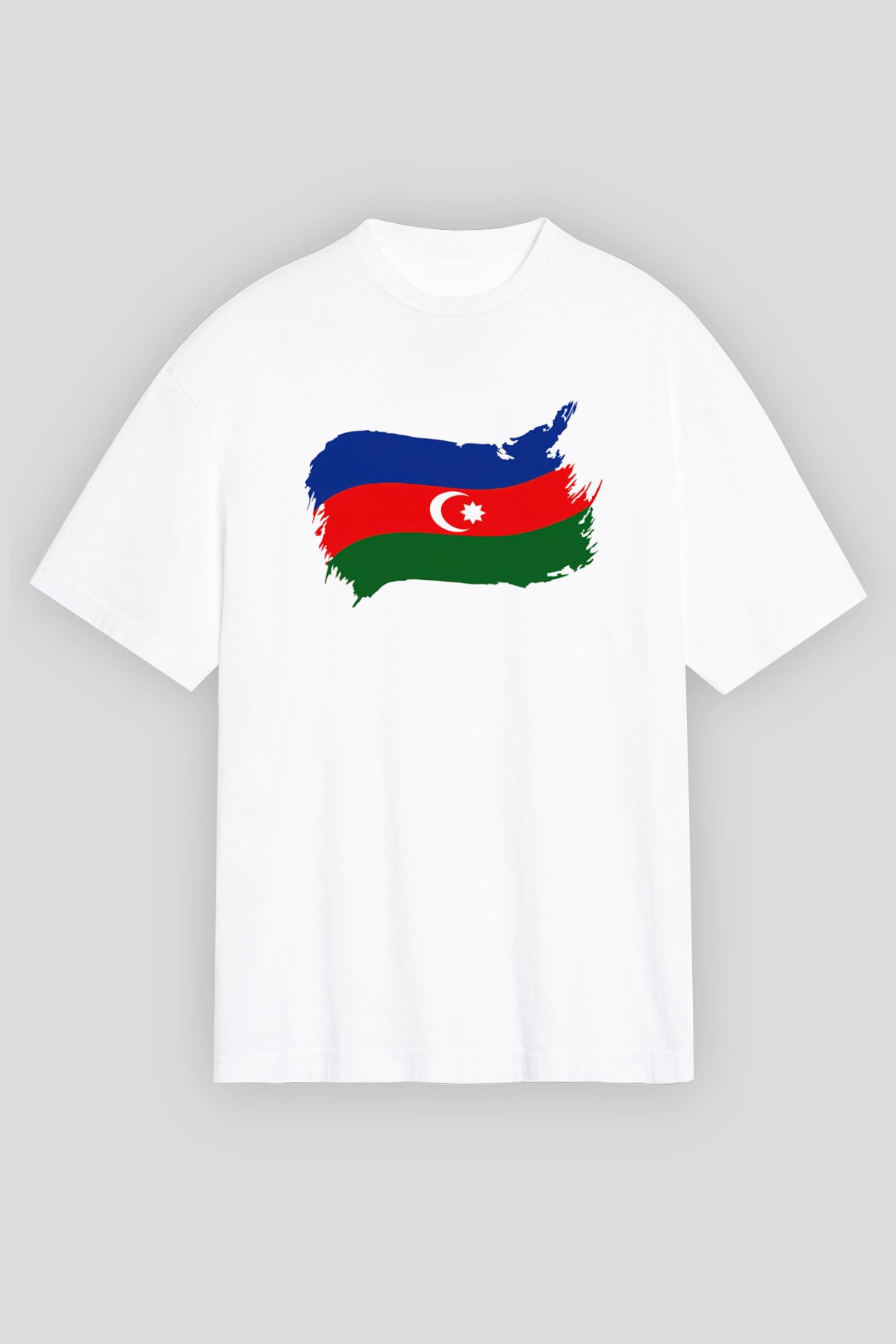 Azerbaycan Beyaz Unisex Oversize Tişört T-Shirt