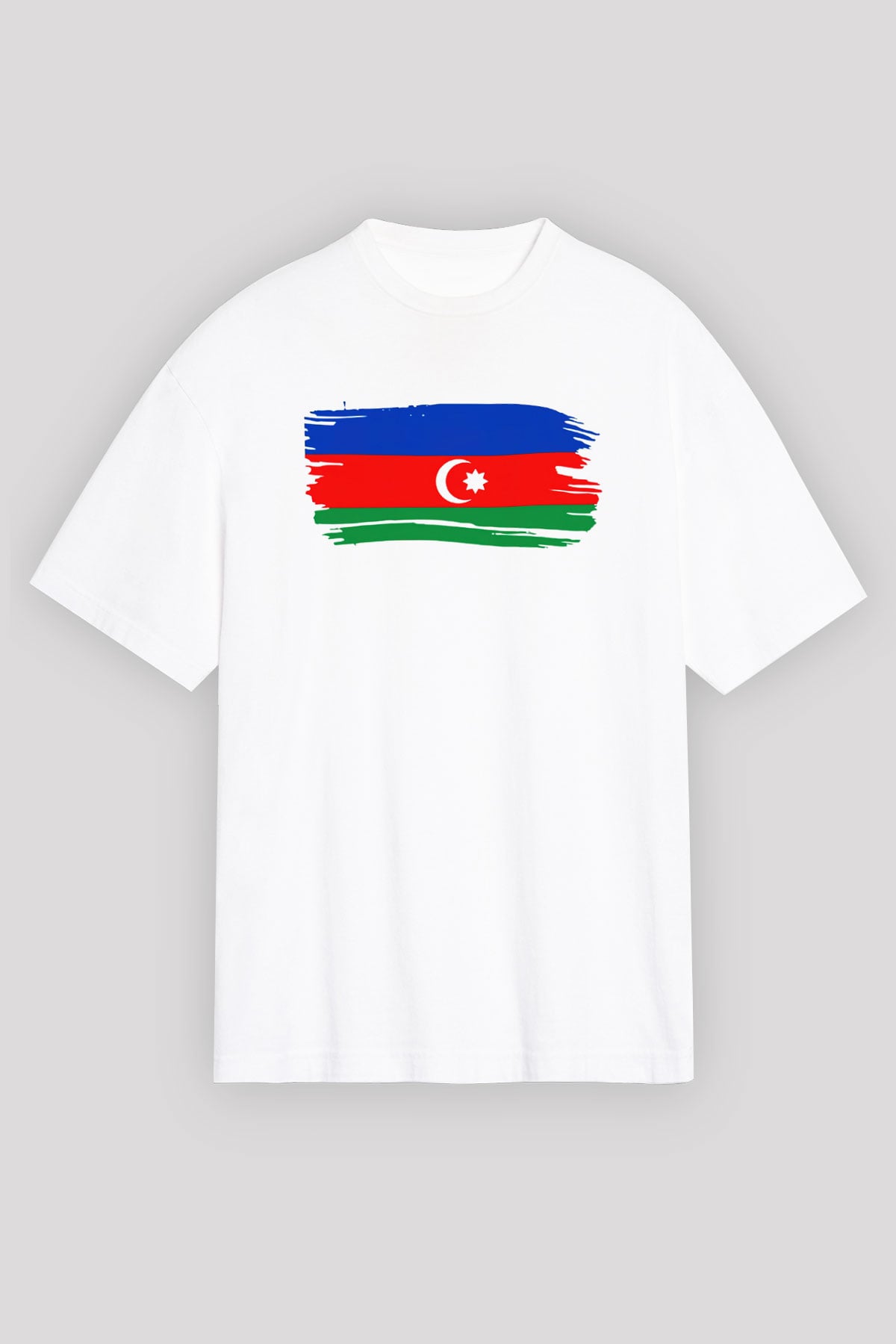 Azerbaycan Beyaz Unisex Oversize Tişört T-Shirt