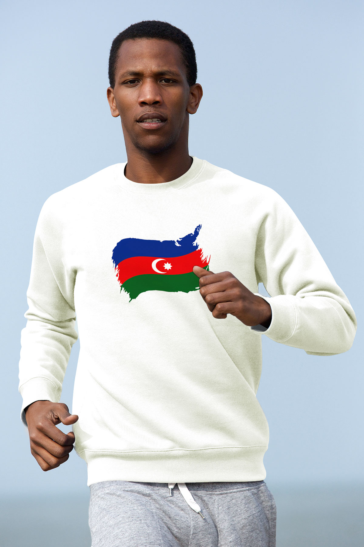 Azerbaycan Beyaz Unisex Sweatshirt