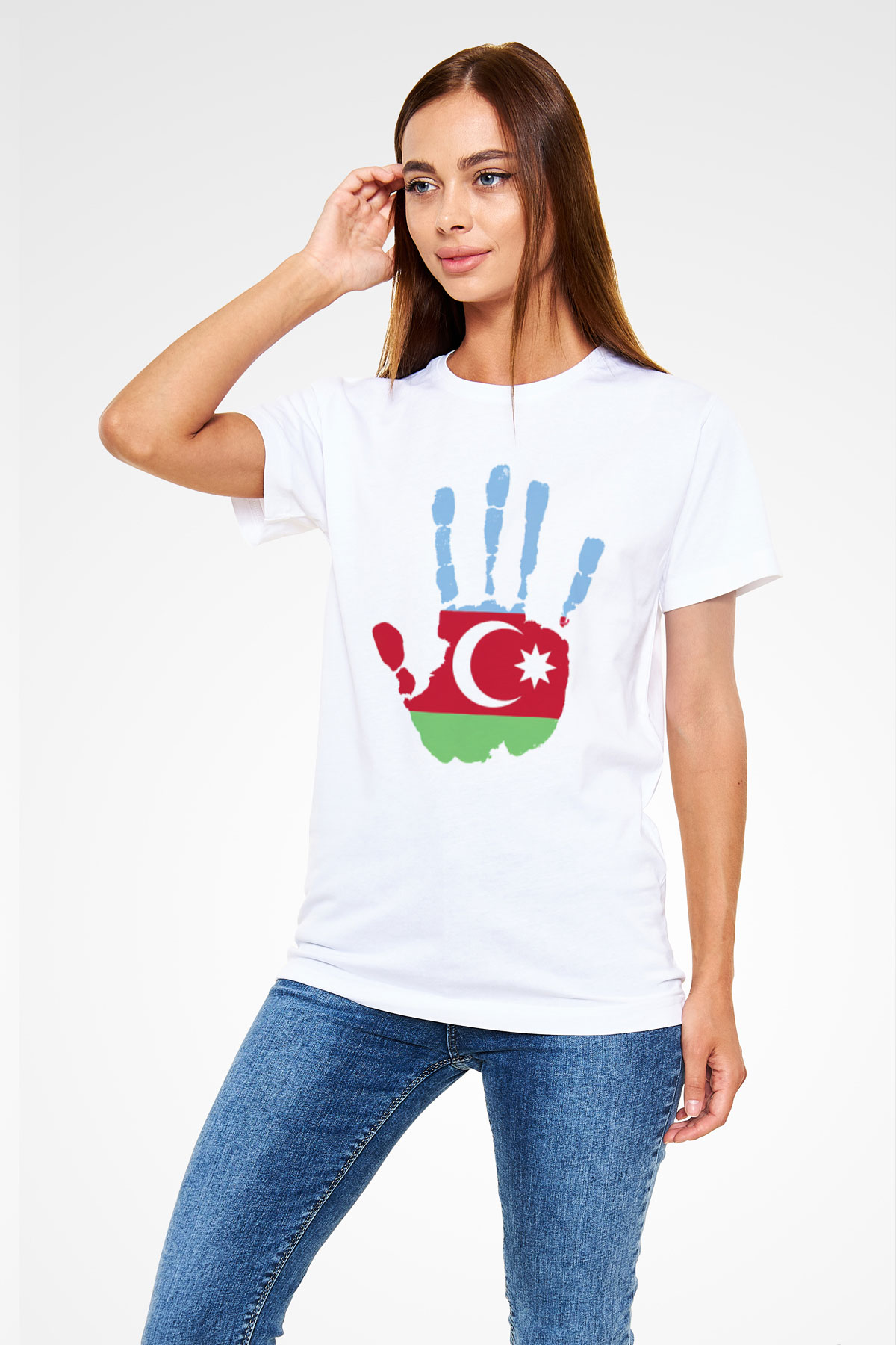 Azerbaycan Beyaz Unisex Tişört T-Shirt - TişörtFabrikası