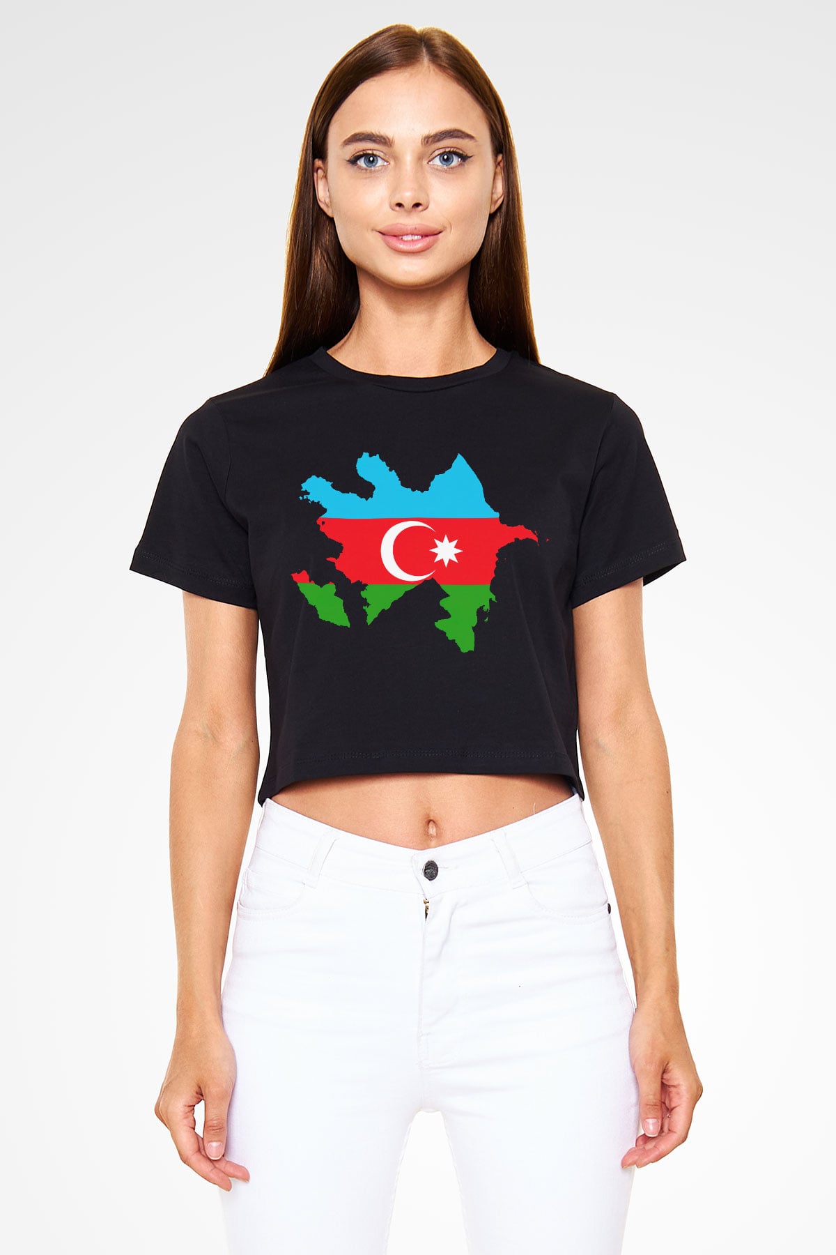 Azerbaycan Siyah Crop Top Tişört