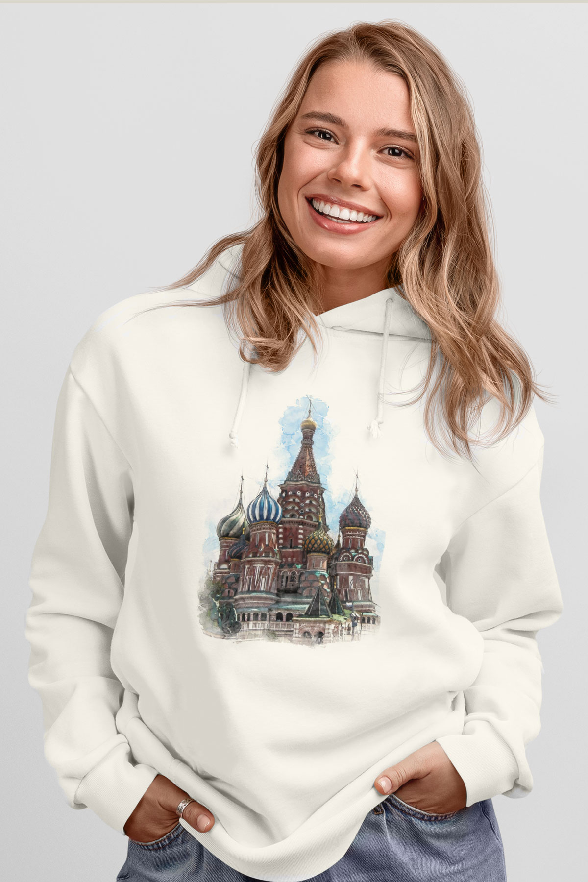 Aziz Vasil Katedrali Beyaz Unisex Hoodie