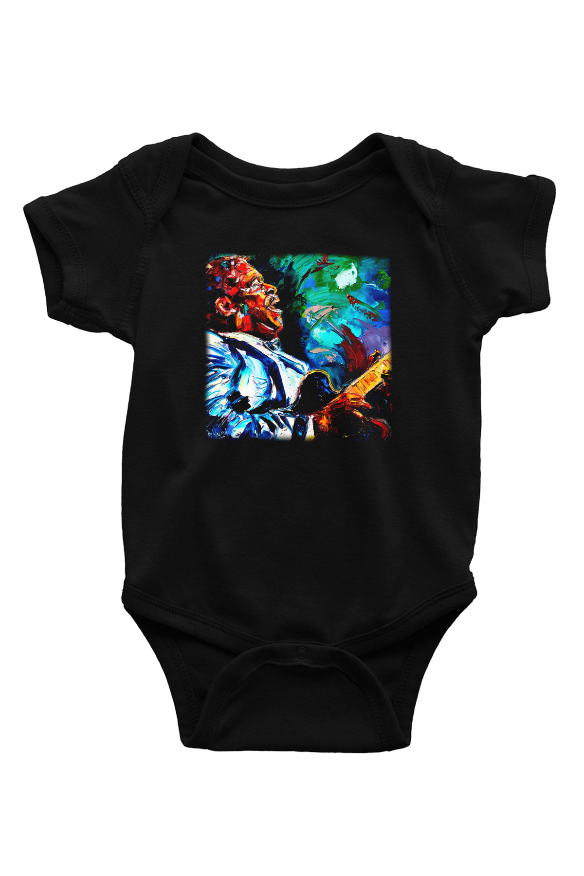 B.B. King Baskılı Siyah Bebek Body - Zıbın