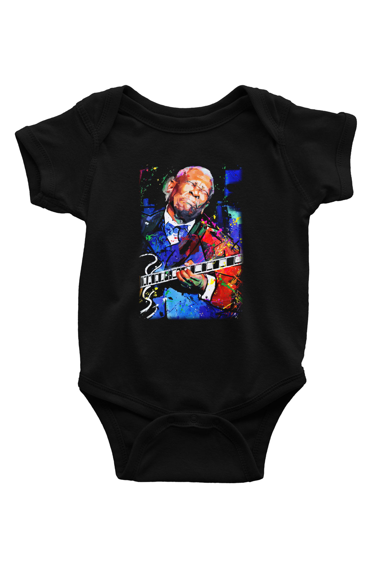 B.B. King Baskılı Siyah Bebek Body - Zıbın