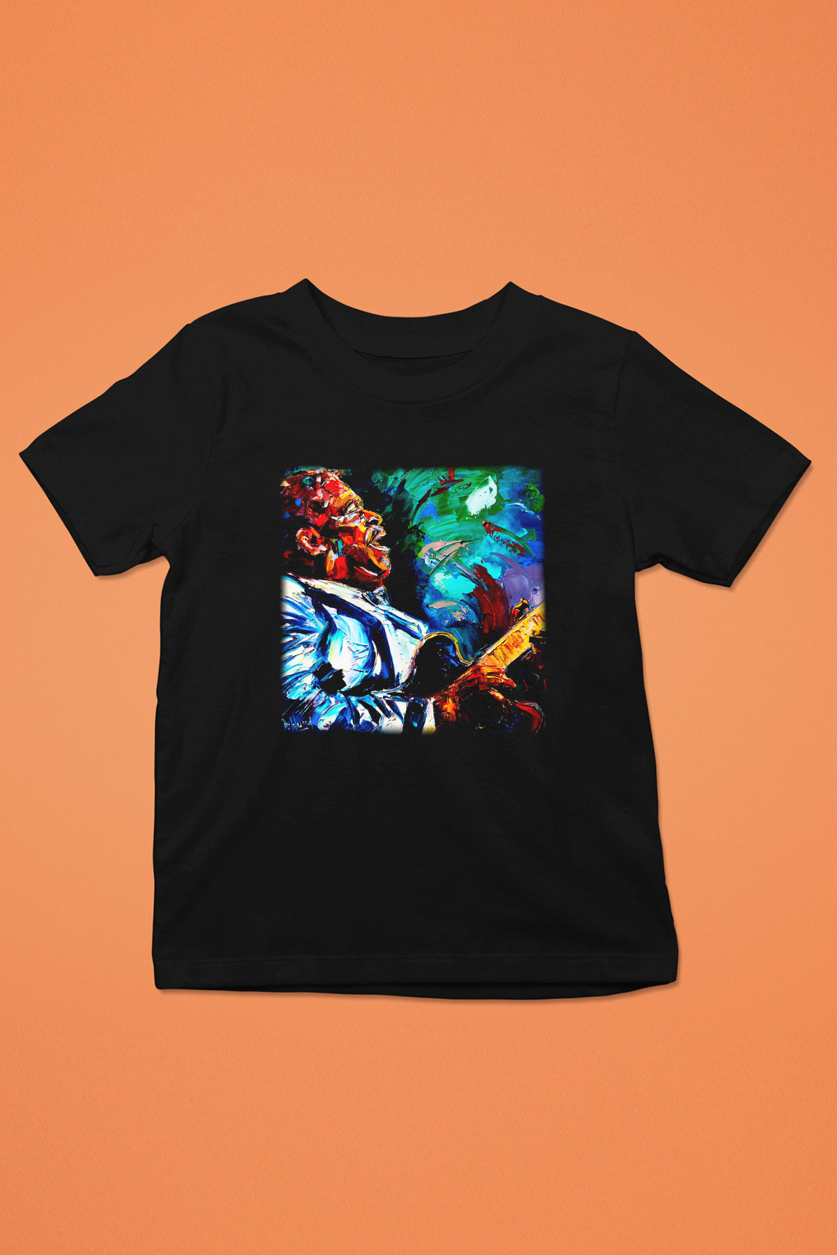 B.B. King Baskılı Siyah Unisex Çocuk Tişört