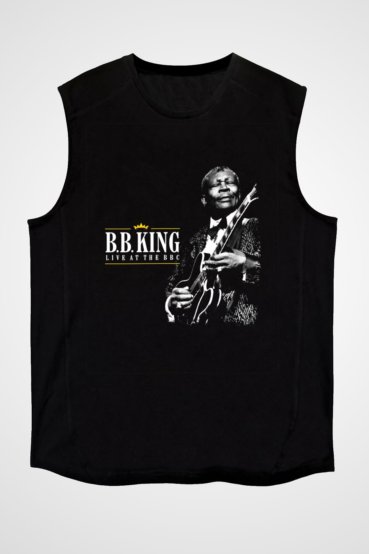 B.B. King Baskılı Unisex Siyah Kolsuz Tişört