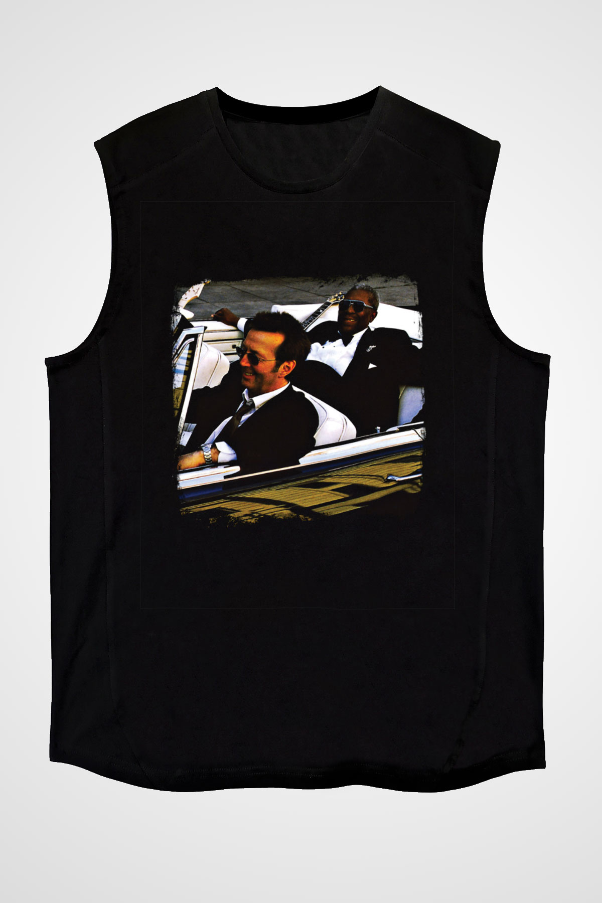 B.B. King Baskılı Unisex Siyah Kolsuz Tişört