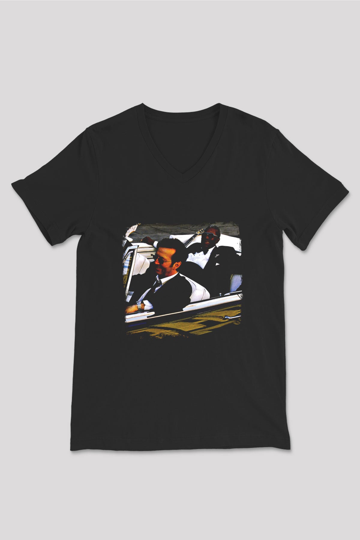 B.B. King Baskılı Unisex Siyah V Yaka Tişört