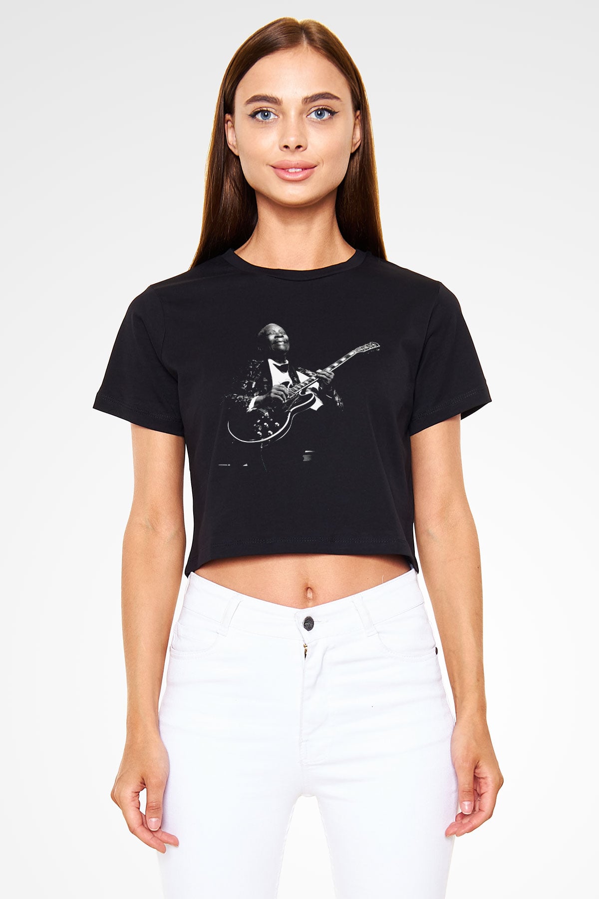 B.B. King Siyah Crop Top Tişört