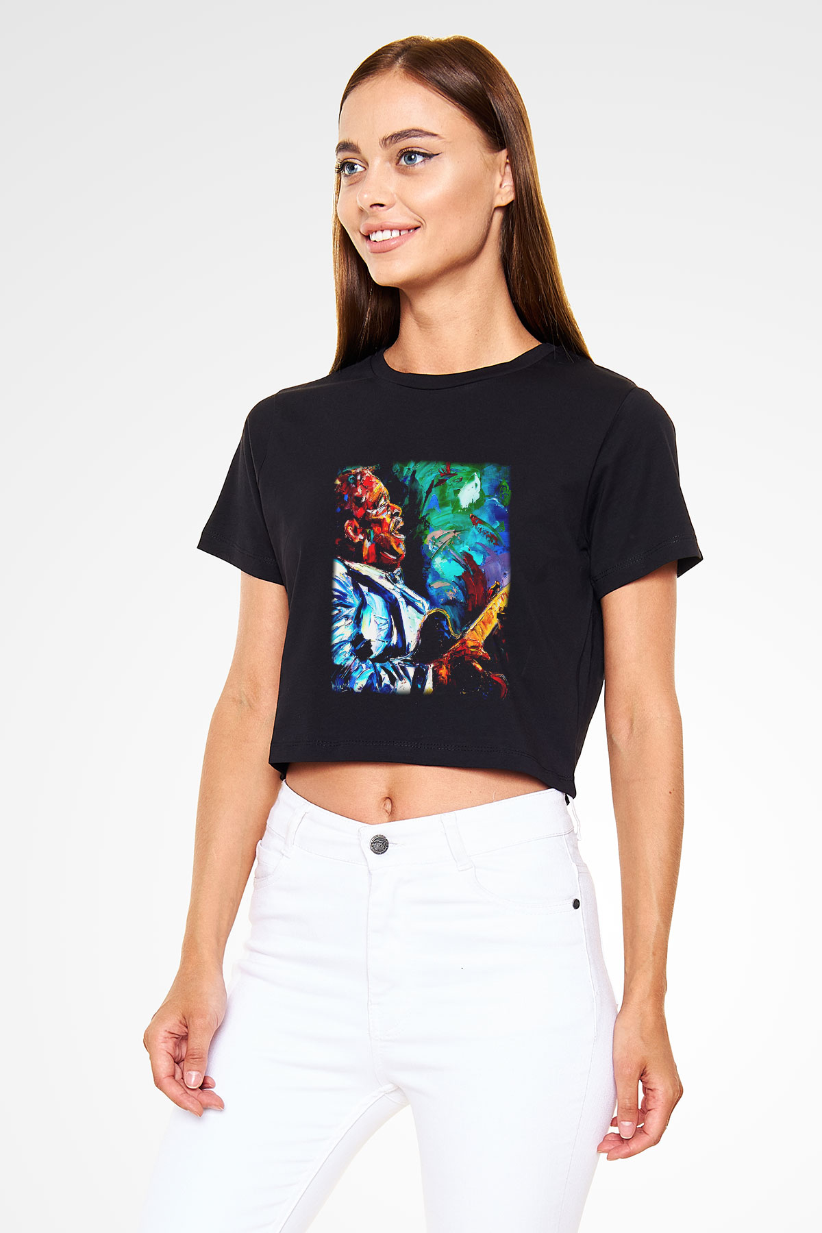 B.B. King Siyah Crop Top Tişört