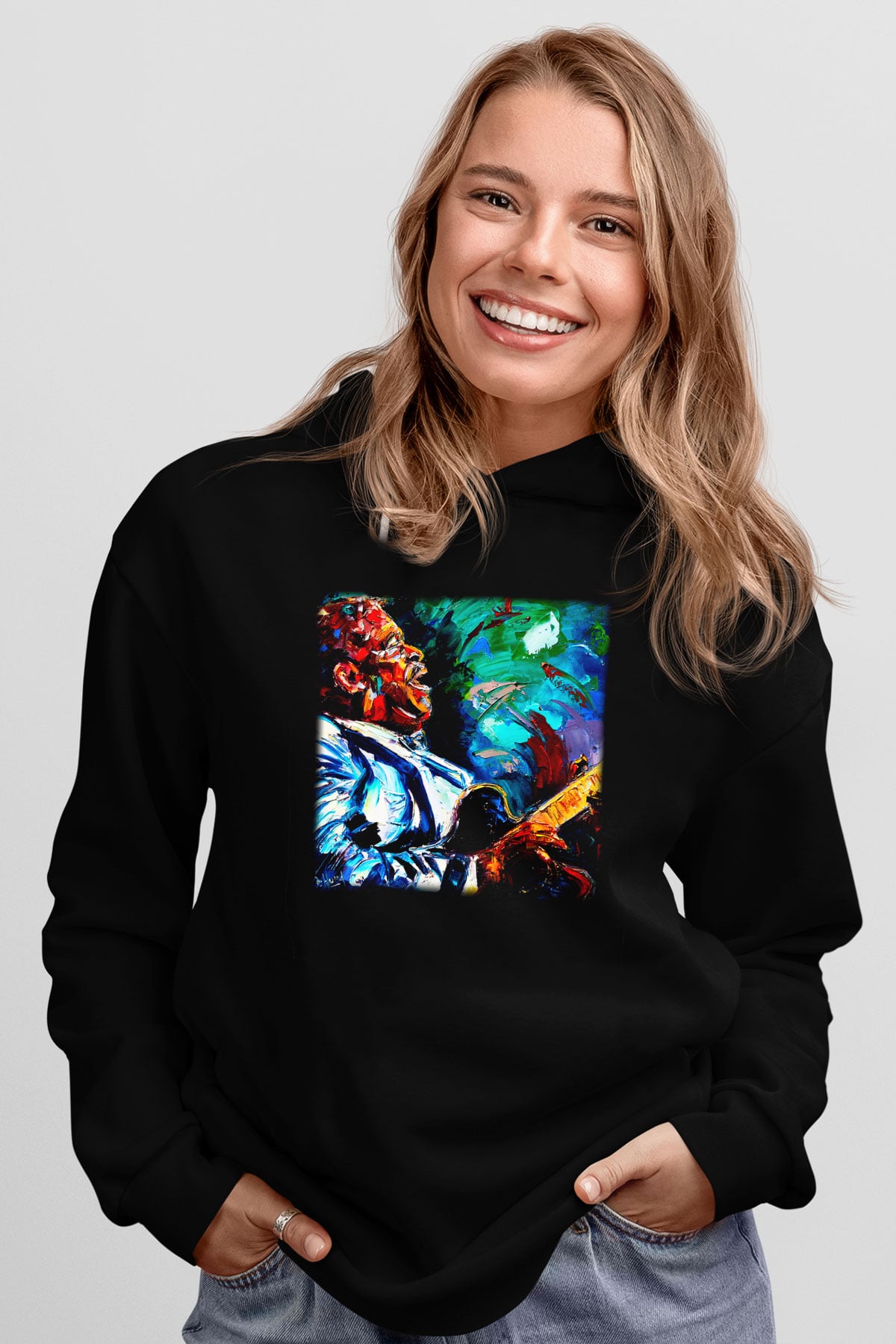 B.B. King Siyah Unisex Hoodie