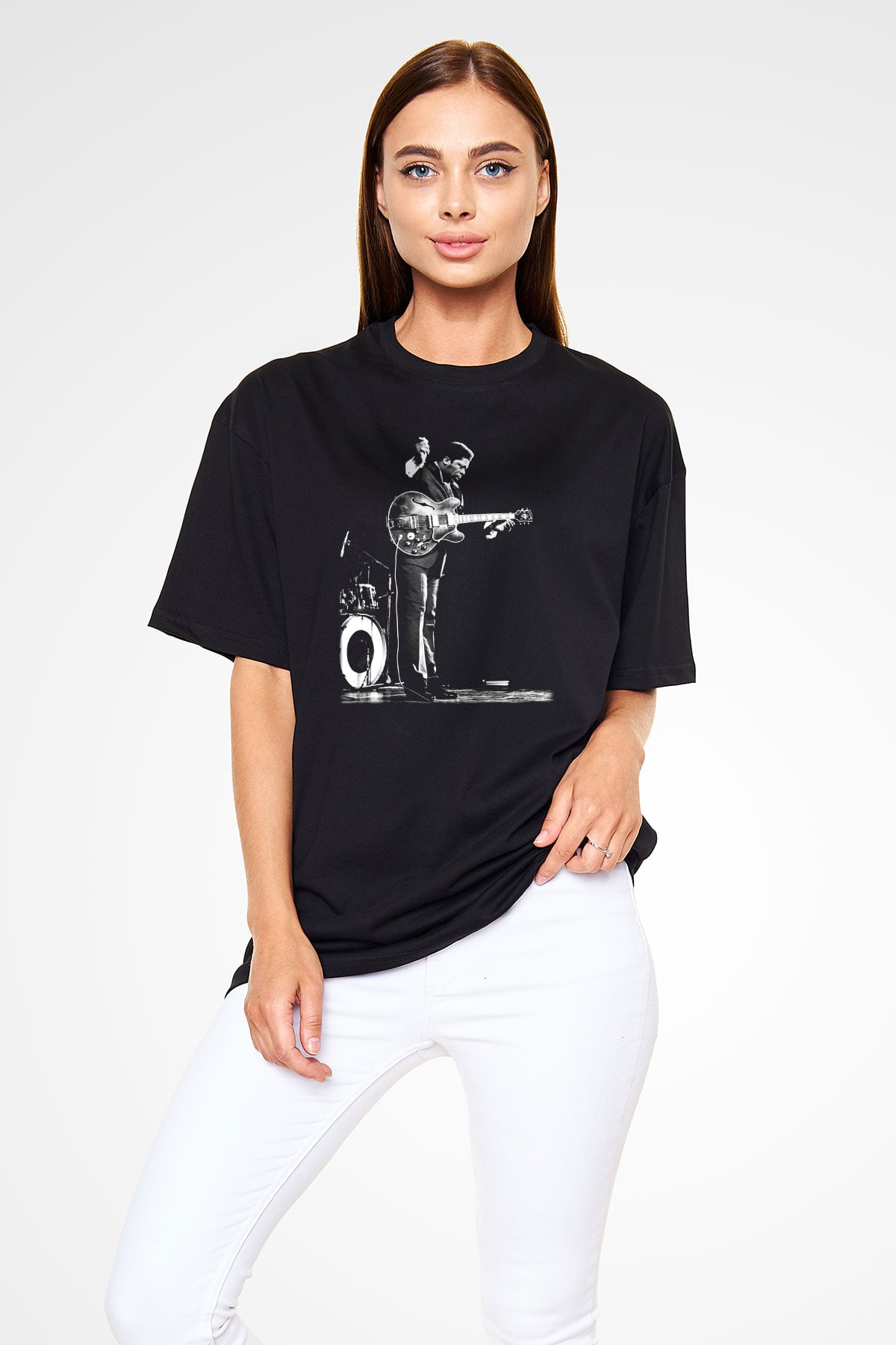 B.B. King Siyah Unisex Oversize Tişört T-Shirt