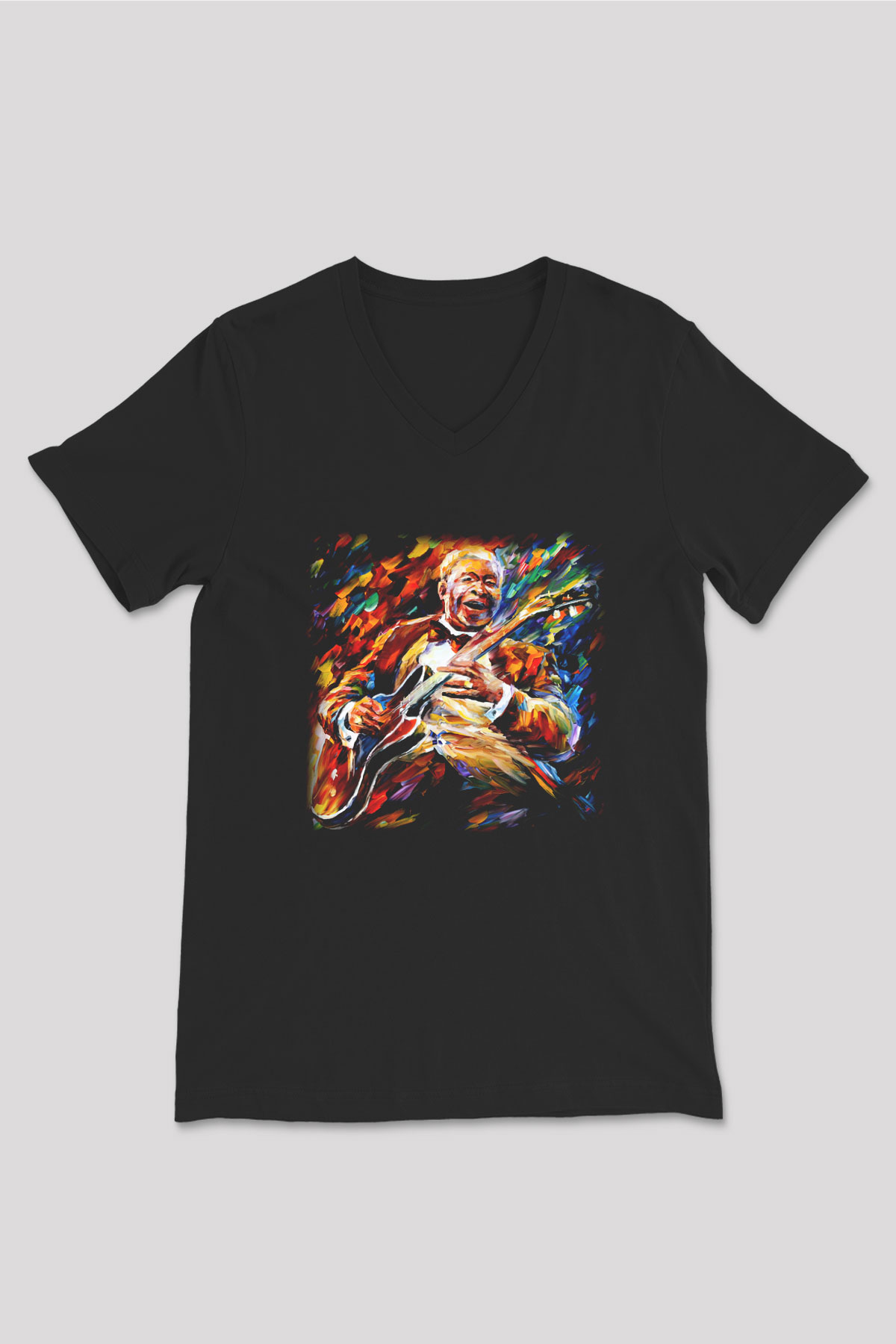 B.B. King Siyah Unisex V Yaka Tişört T-Shirt
