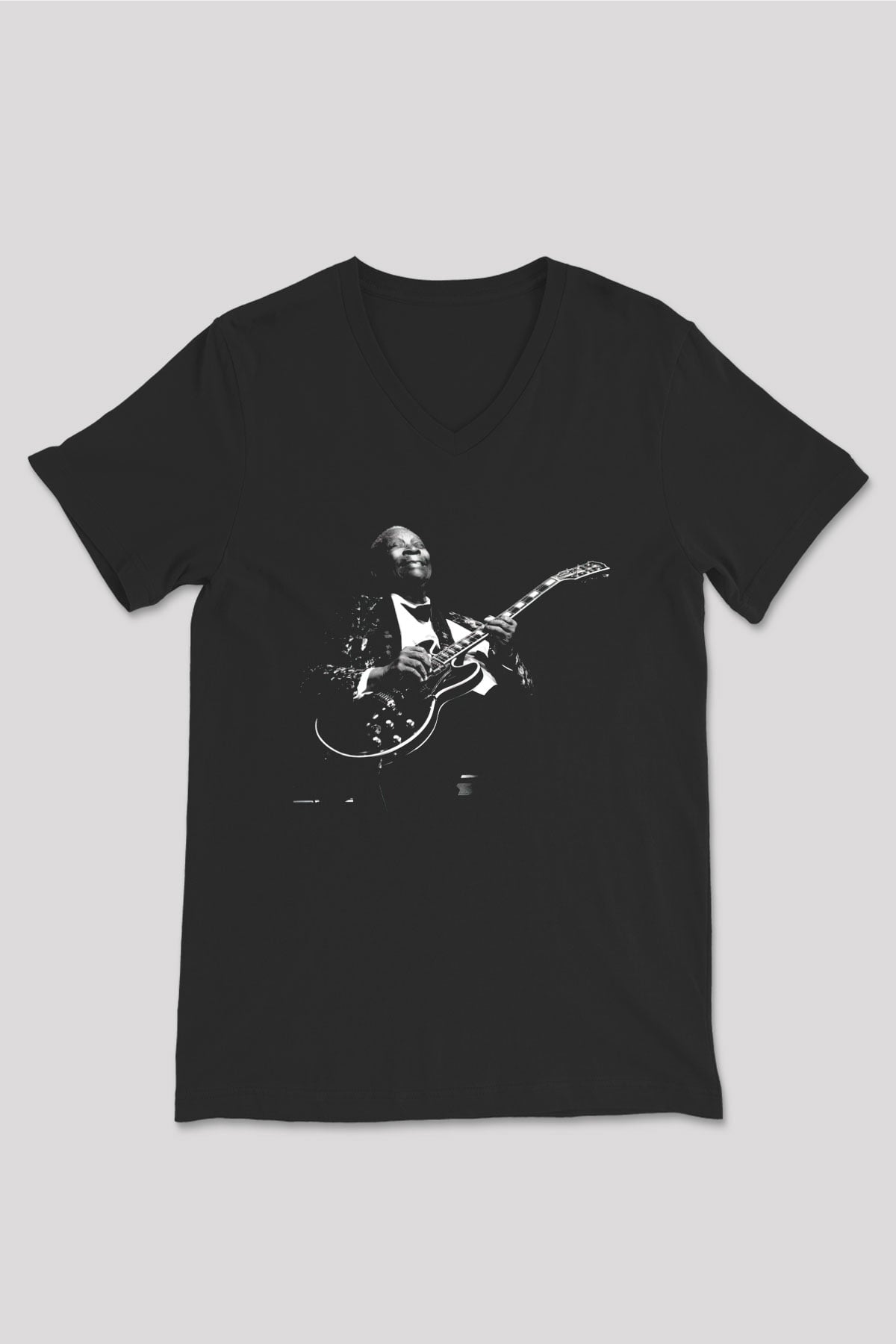 B.B. King Siyah Unisex V Yaka Tişört T-Shirt