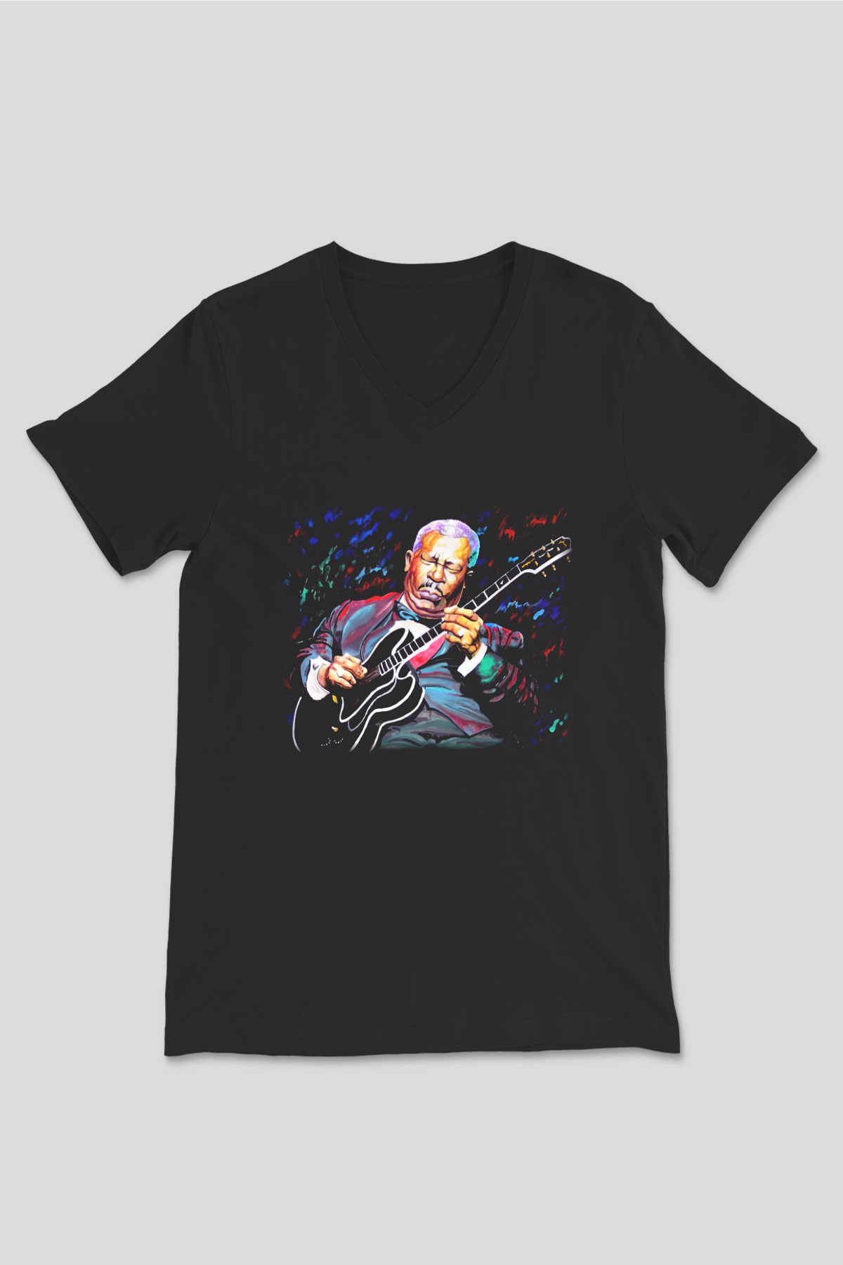B.B. King Siyah Unisex V Yaka Tişört T-Shirt