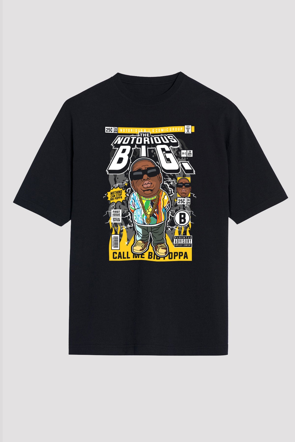 B.I.G Baskılı Unisex Siyah Oversize Tişört