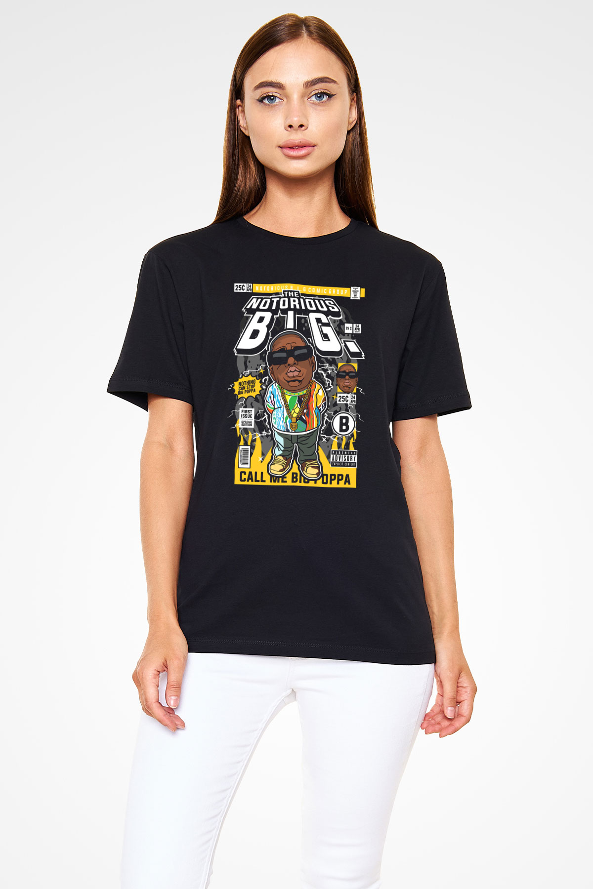 B.I.G Baskılı Unisex Siyah Tişört