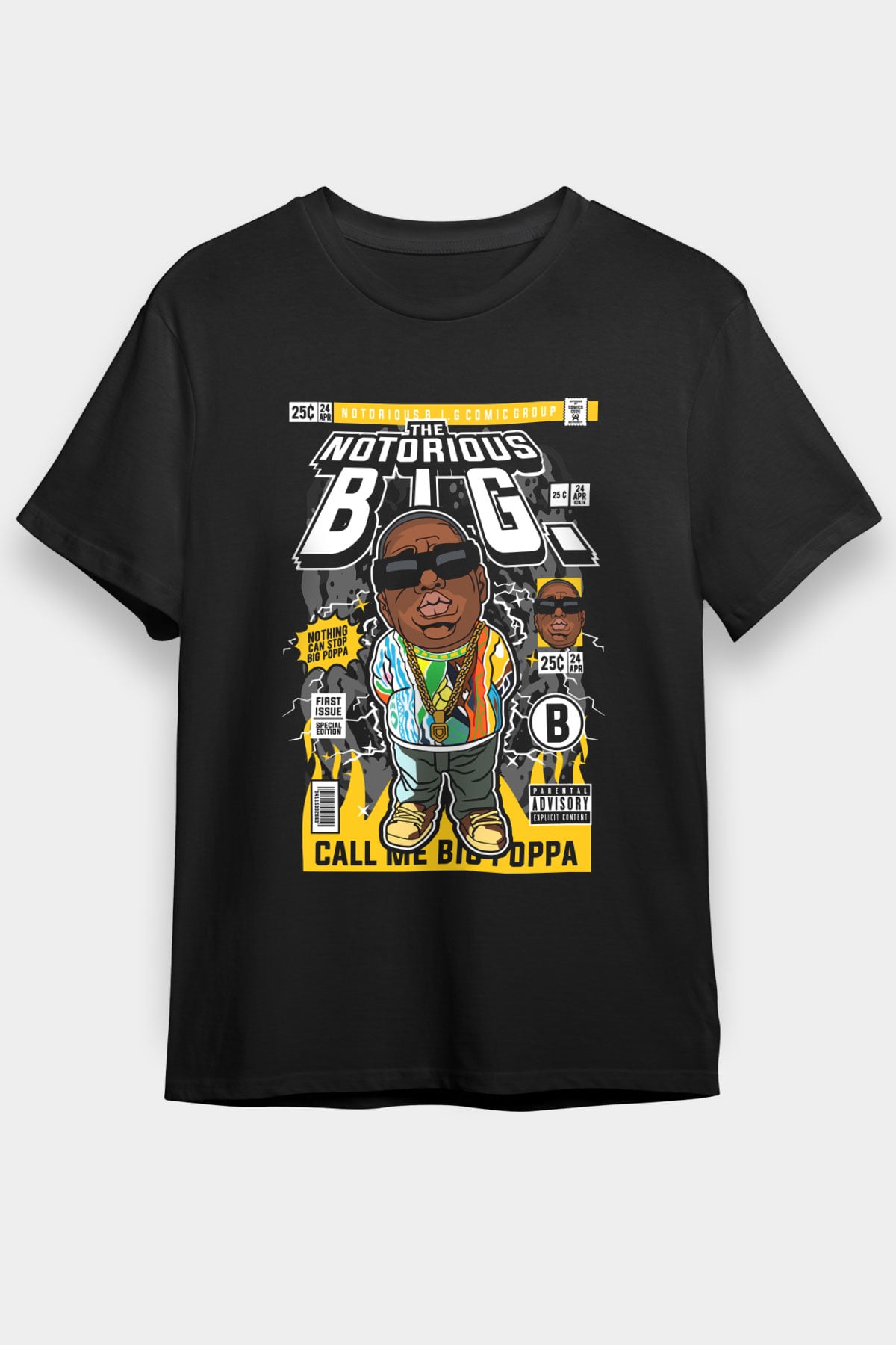 B.I.G Baskılı Unisex Siyah Tişört