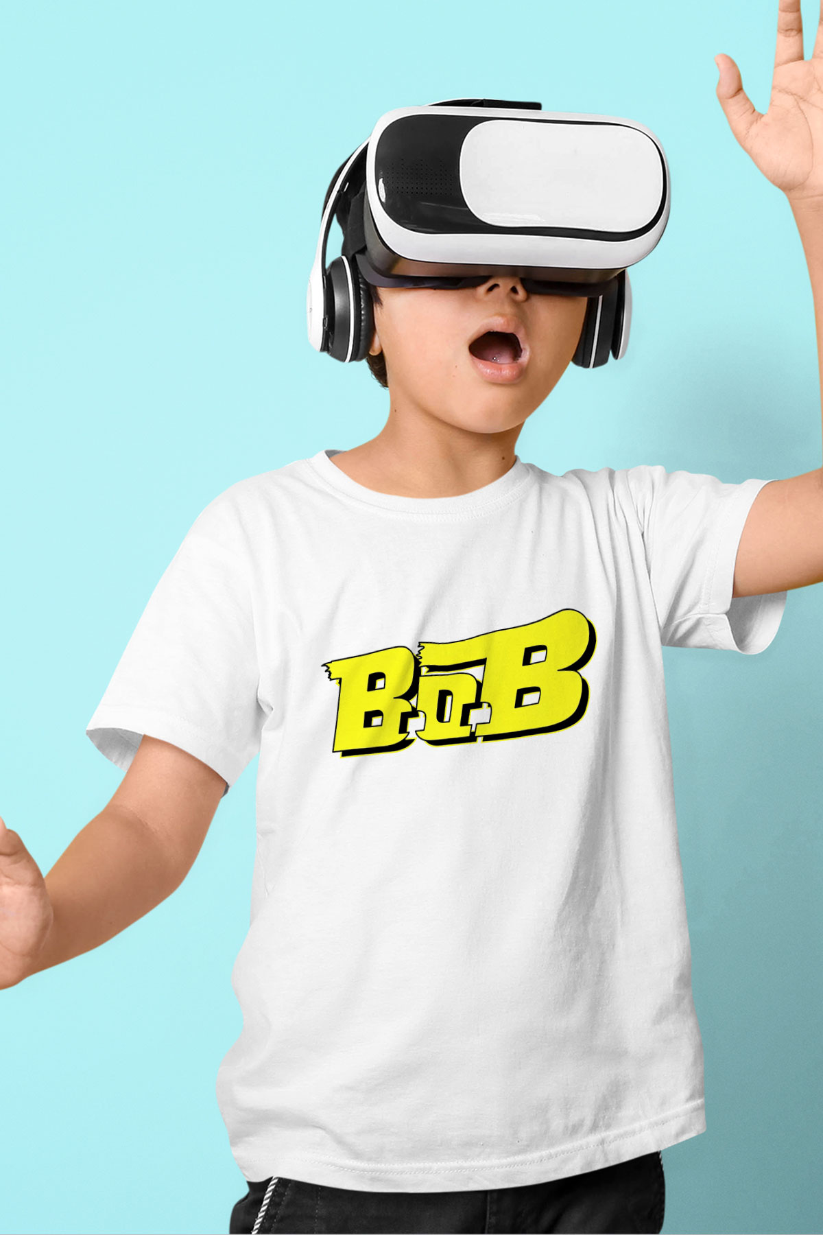 B.o.B Baskılı Beyaz Unisex Çocuk Tişört