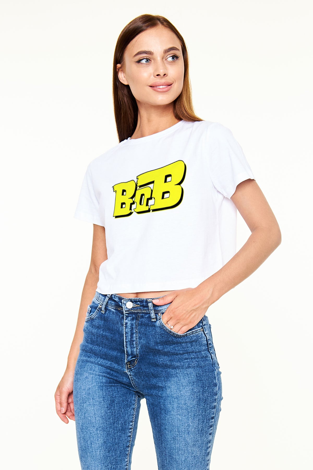 B.o.B Beyaz Croptop Tişört