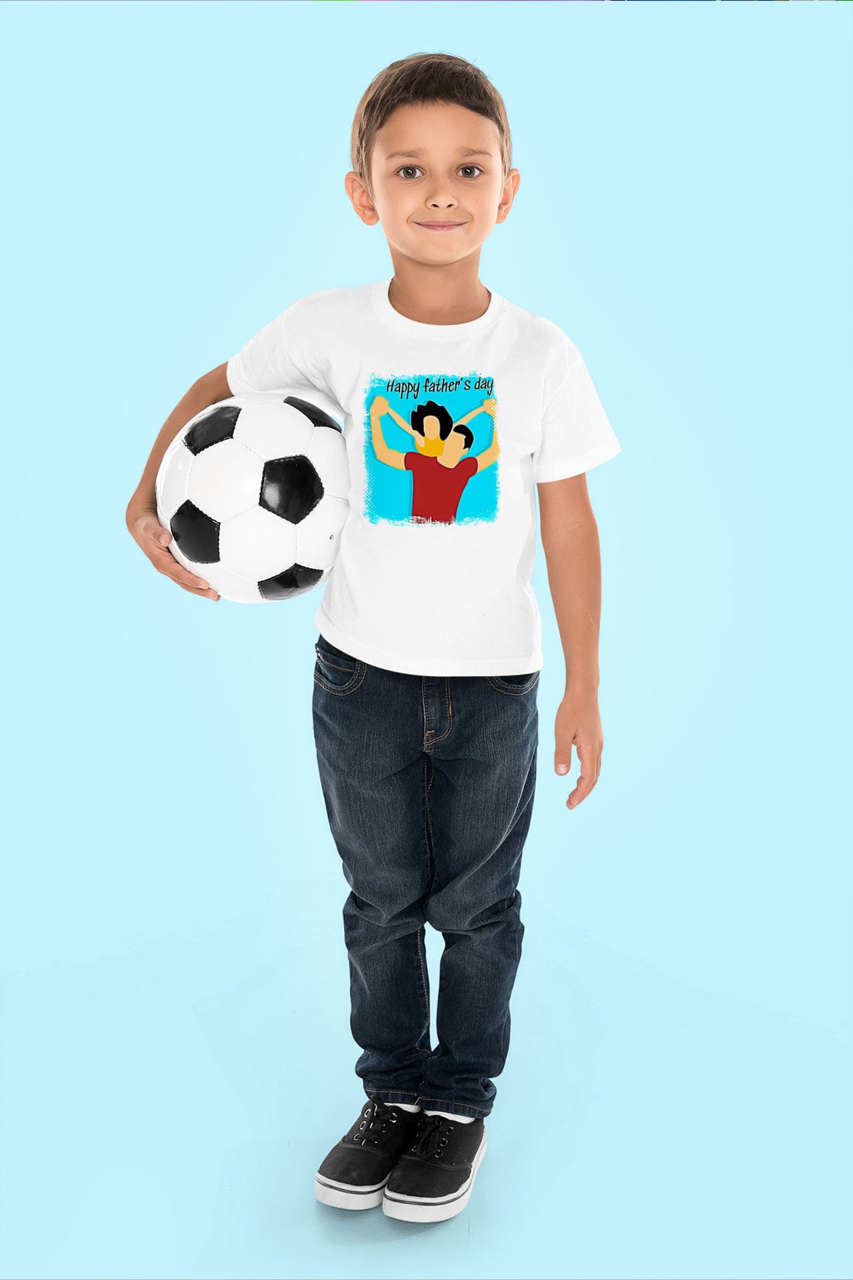 Babalar Günü Baskılı Beyaz Unisex Beyaz Çocuk Tişört - Tshirt