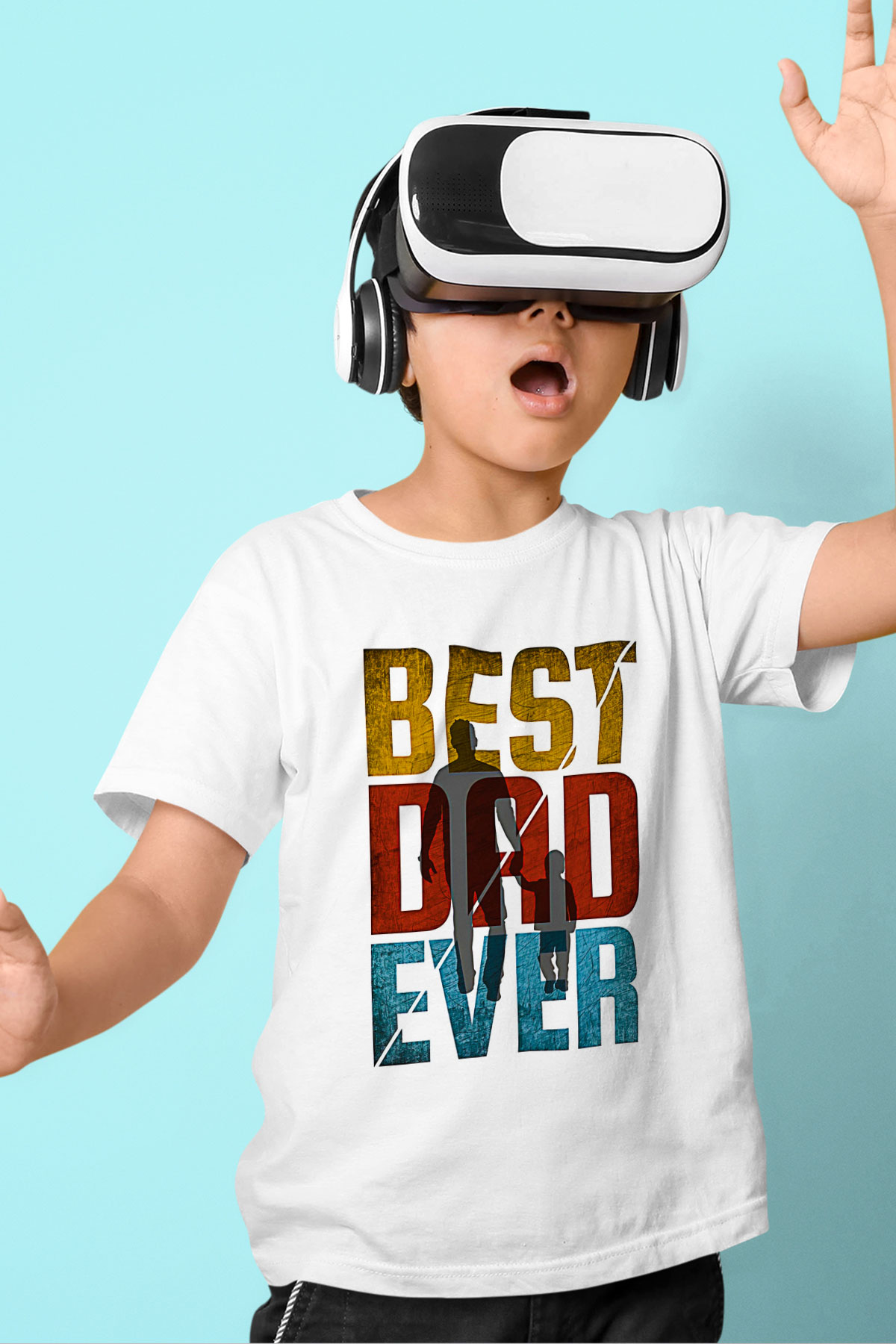 Babalar Günü Baskılı Beyaz Unisex Beyaz Çocuk Tişört - Tshirt