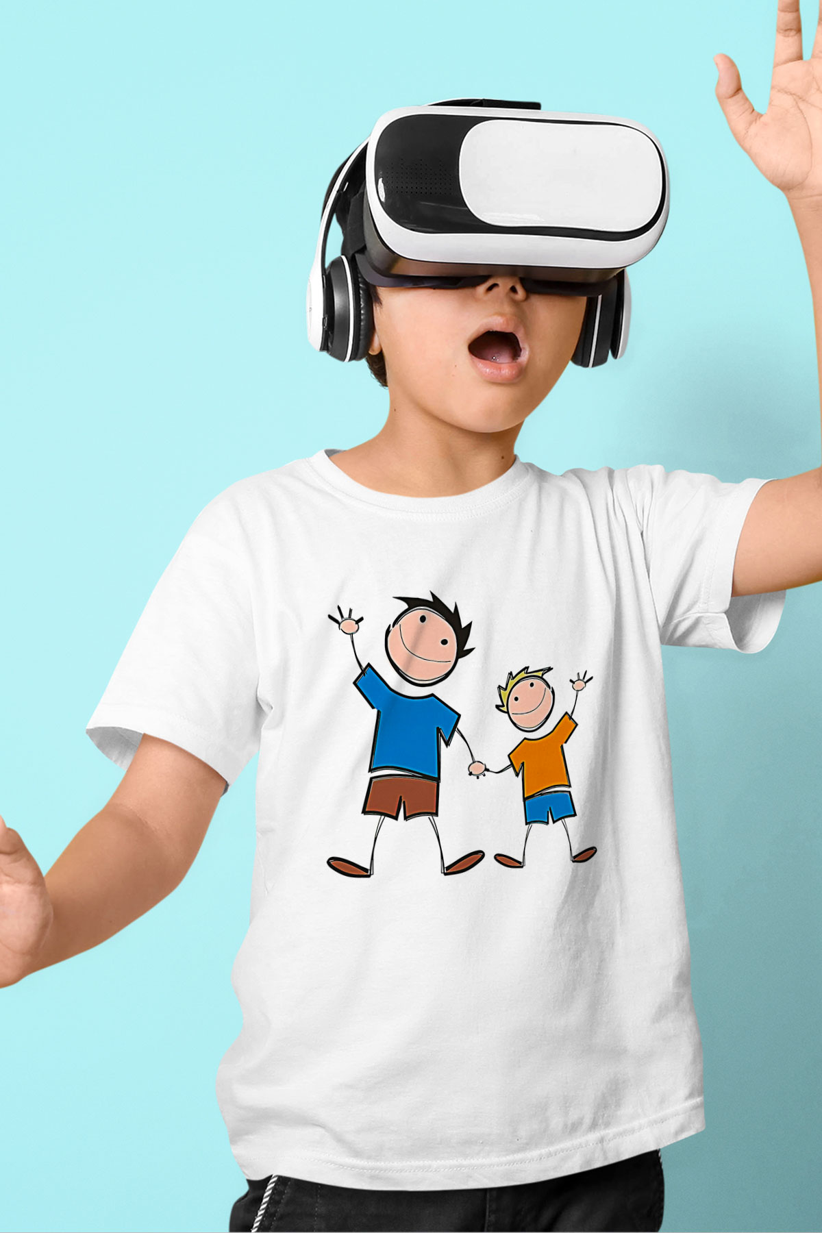 Babalar Günü Baskılı Beyaz Unisex Beyaz Çocuk Tişört - Tshirt