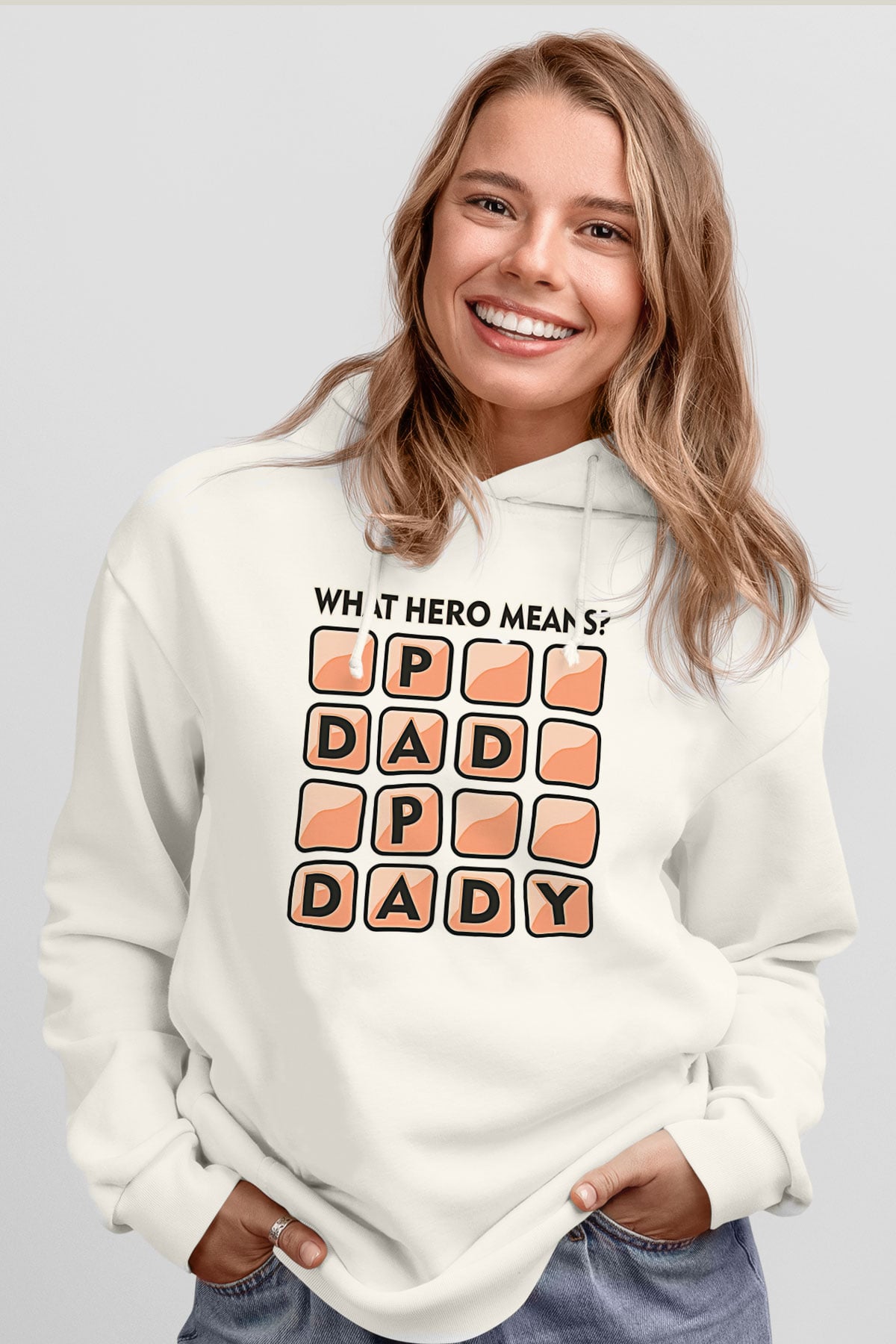 Babalar Günü Baskılı Beyaz Unisex Hoodie