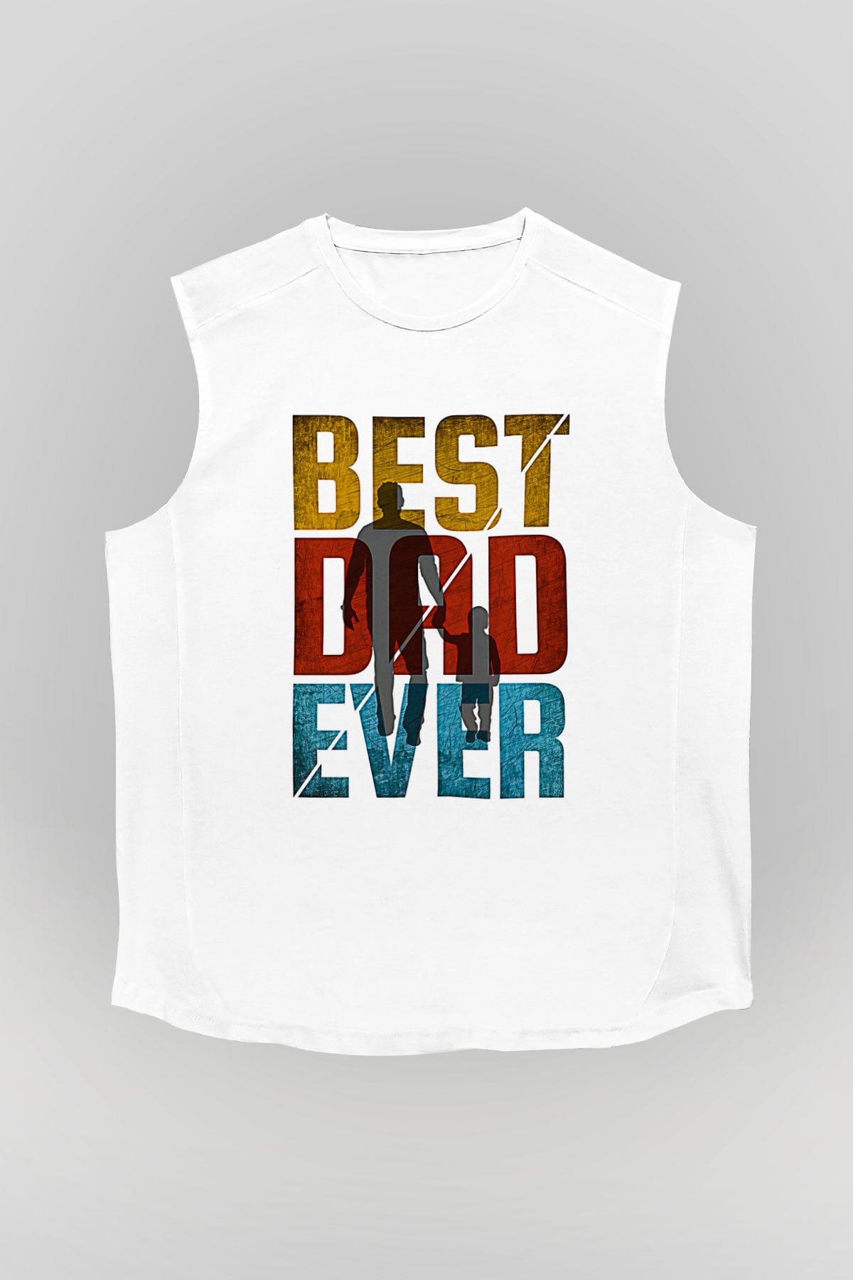Babalar Günü Baskılı Beyaz Unisex Kolsuz Tişört - Tshirt