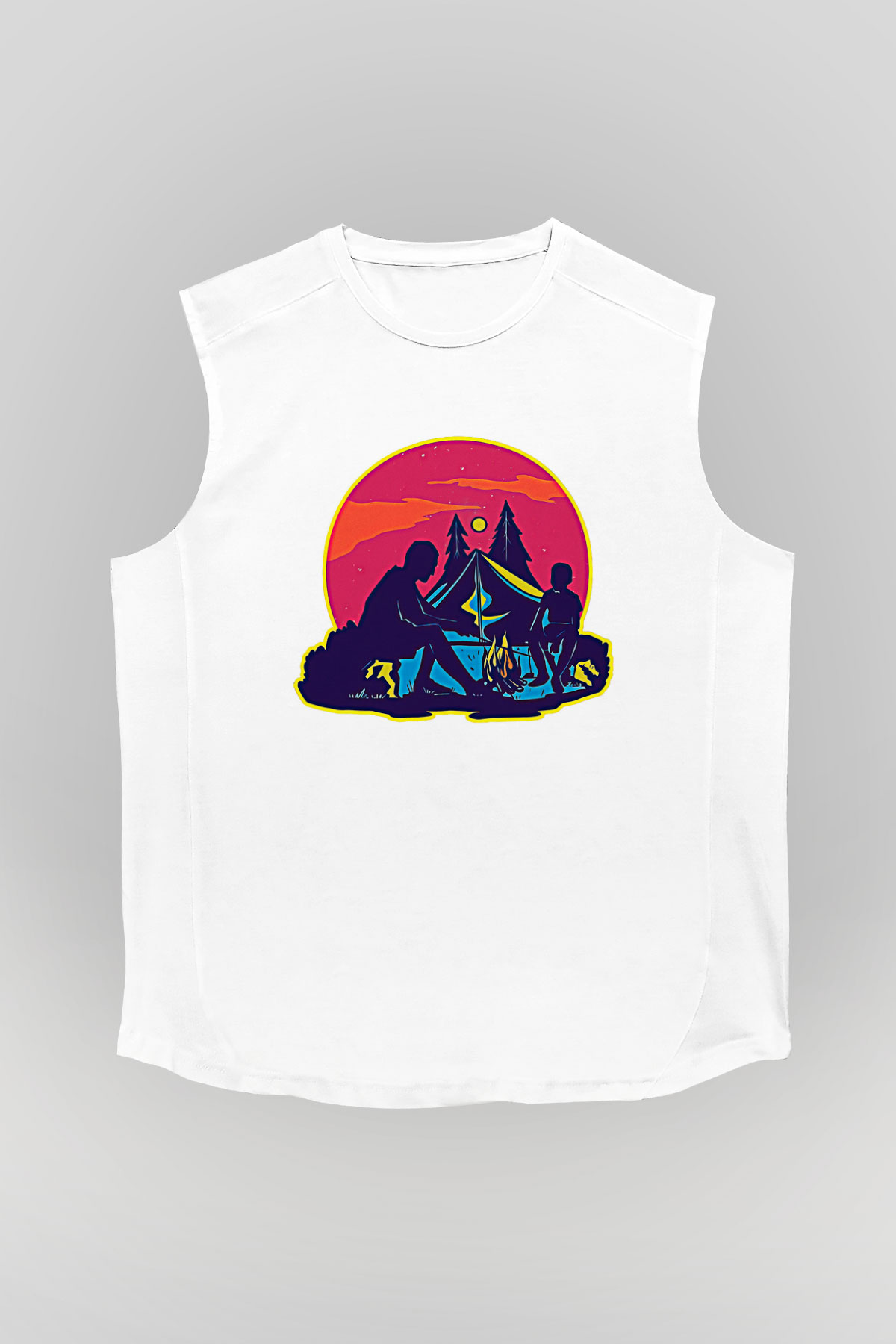 Babalar Günü Baskılı Beyaz Unisex Kolsuz Tişört - Tshirt