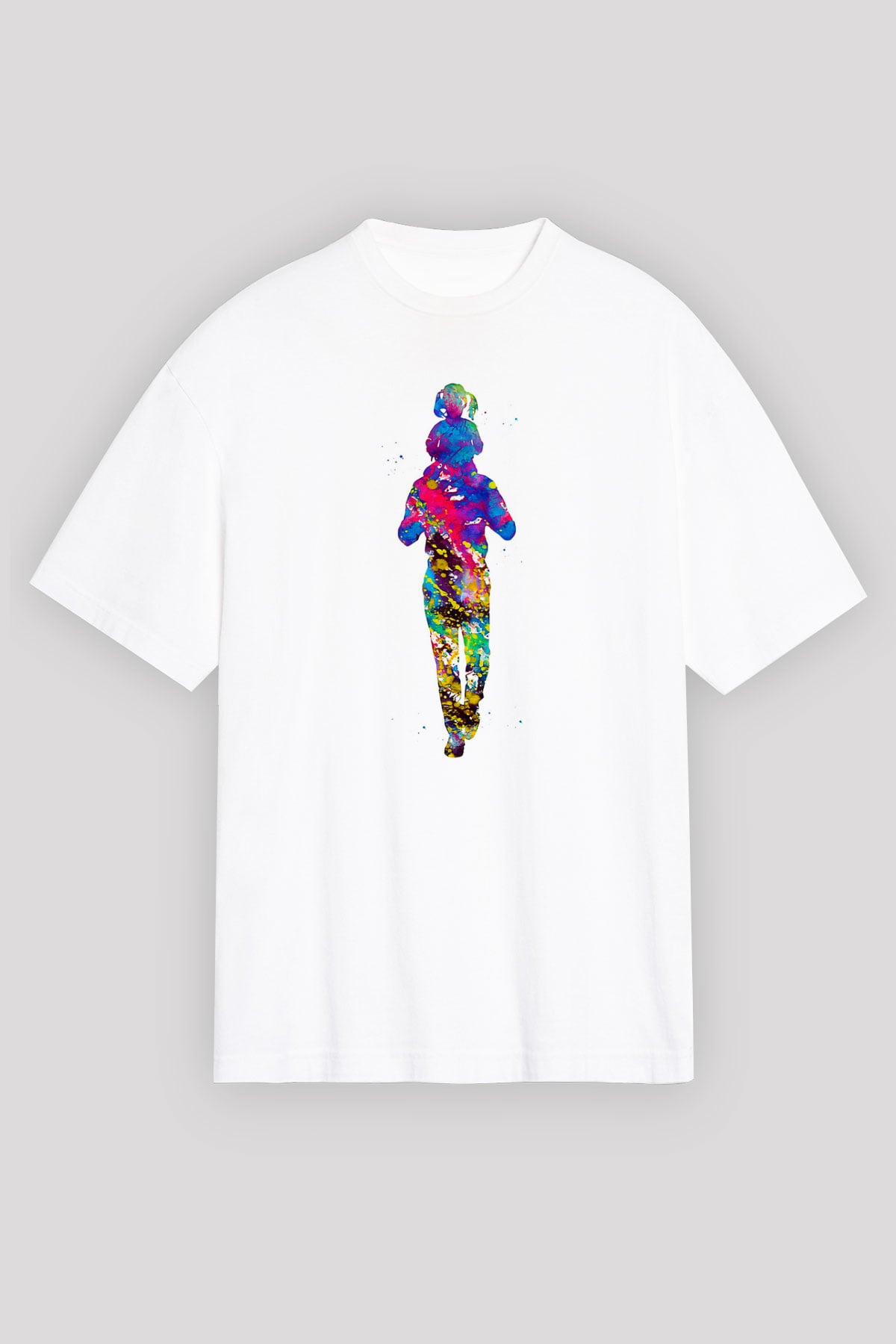Babalar Günü Baskılı Beyaz Unisex Oversize Tişört - Tshirt