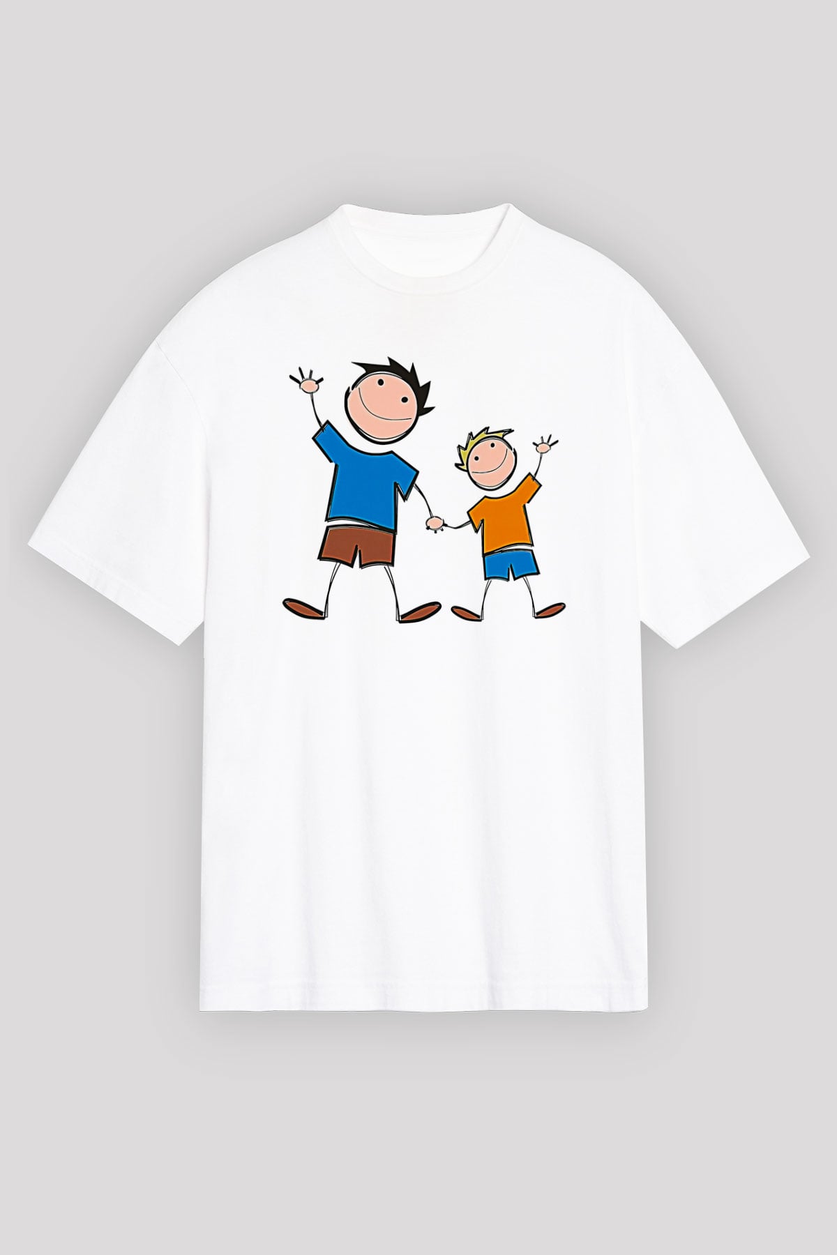 Babalar Günü Baskılı Beyaz Unisex Oversize Tişört - Tshirt