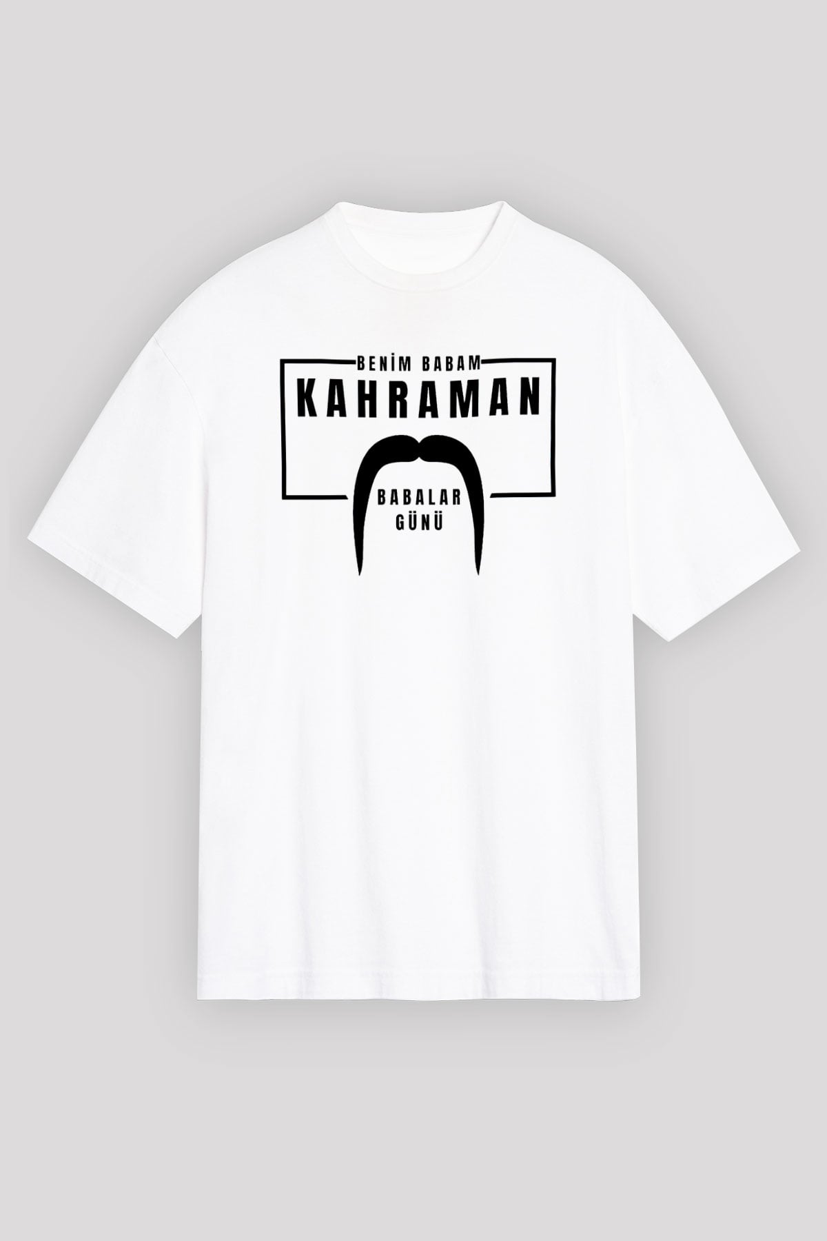 Babalar Günü Baskılı Beyaz Unisex Oversize Tişört - Tshirt