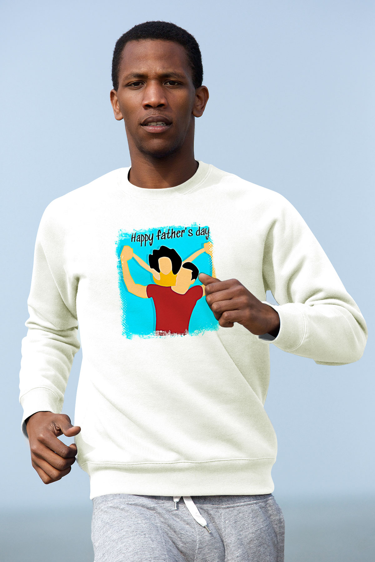 Babalar Günü Baskılı Beyaz Unisex Sweatshirt