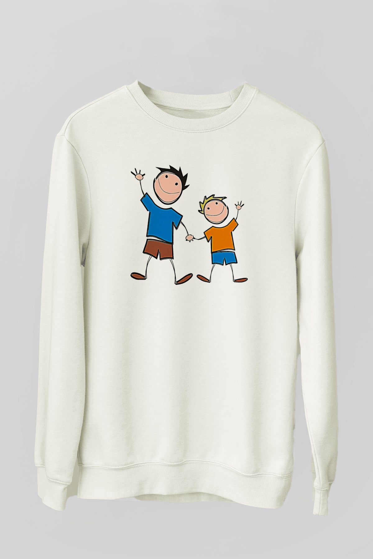 Babalar Günü Baskılı Beyaz Unisex Sweatshirt