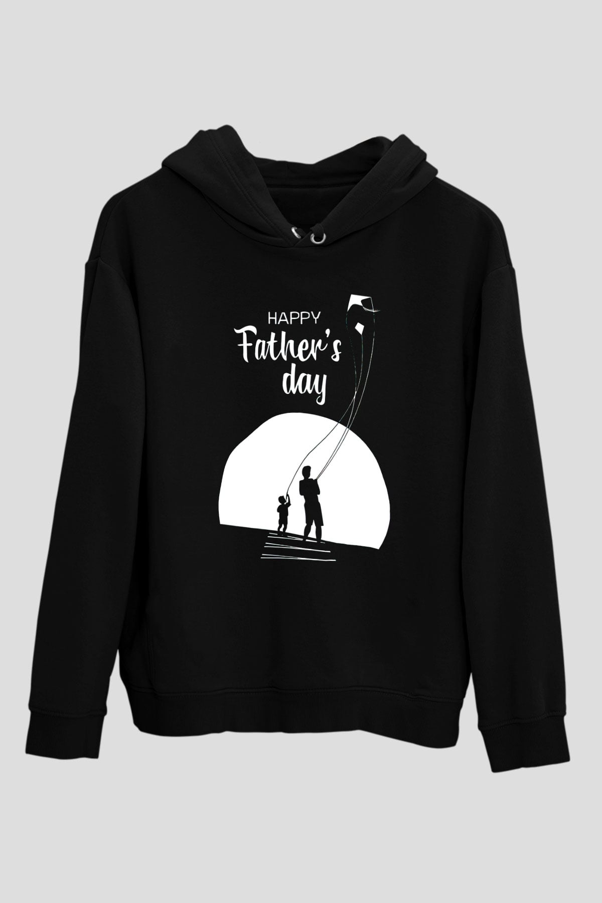 Babalar Günü Baskılı Unisex Siyah Hoodie