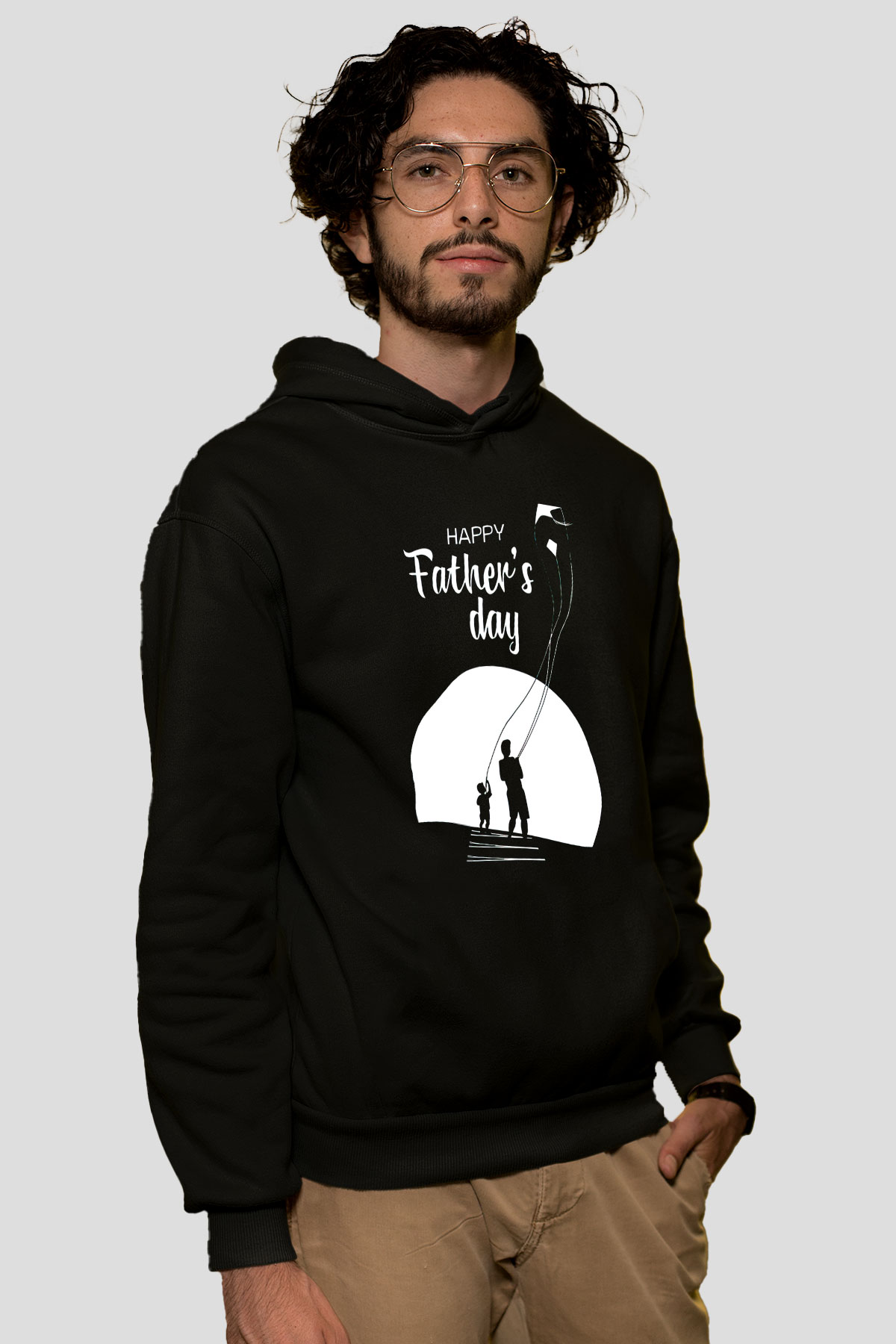Babalar Günü Baskılı Unisex Siyah Hoodie