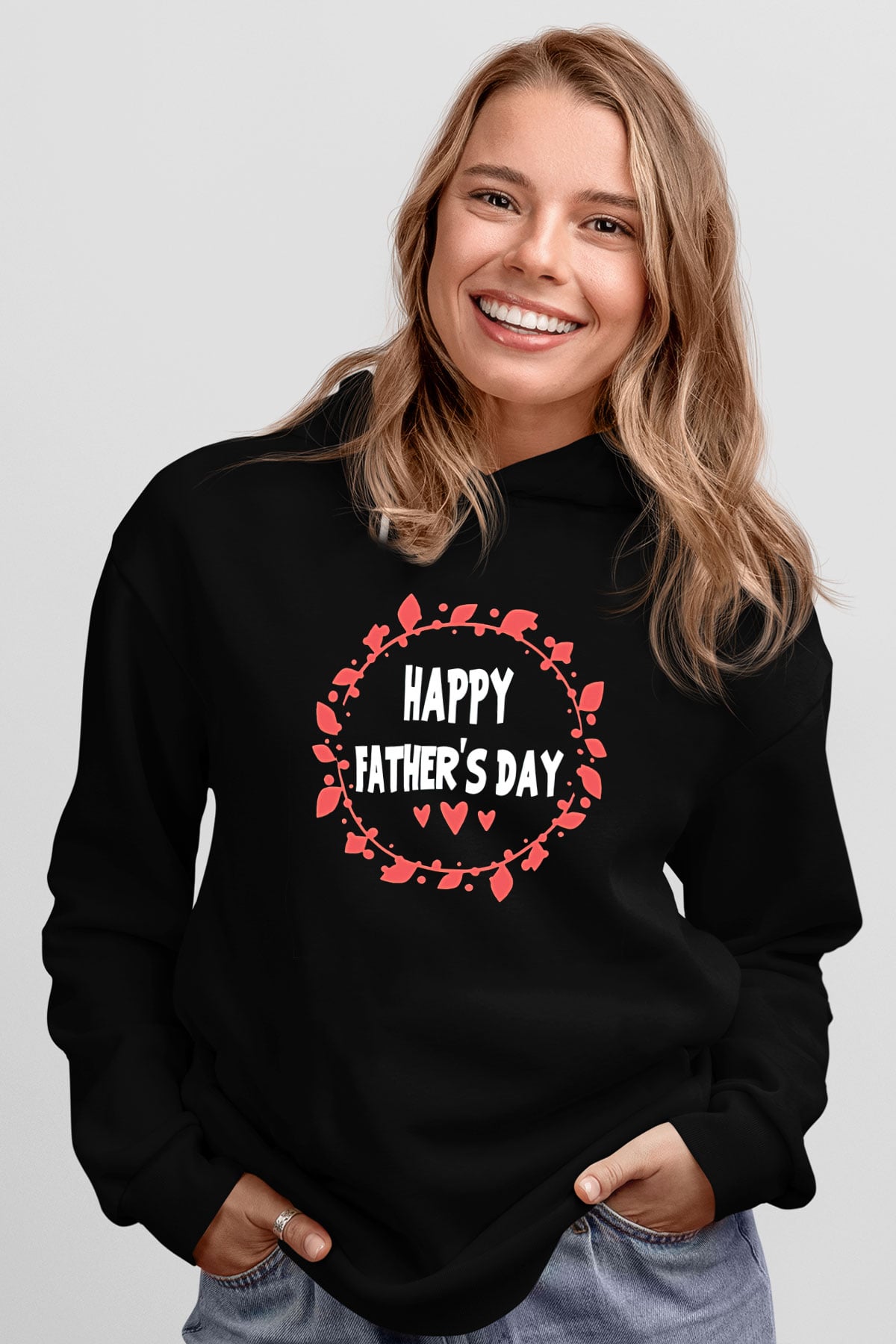 Babalar Günü Baskılı Unisex Siyah Hoodie