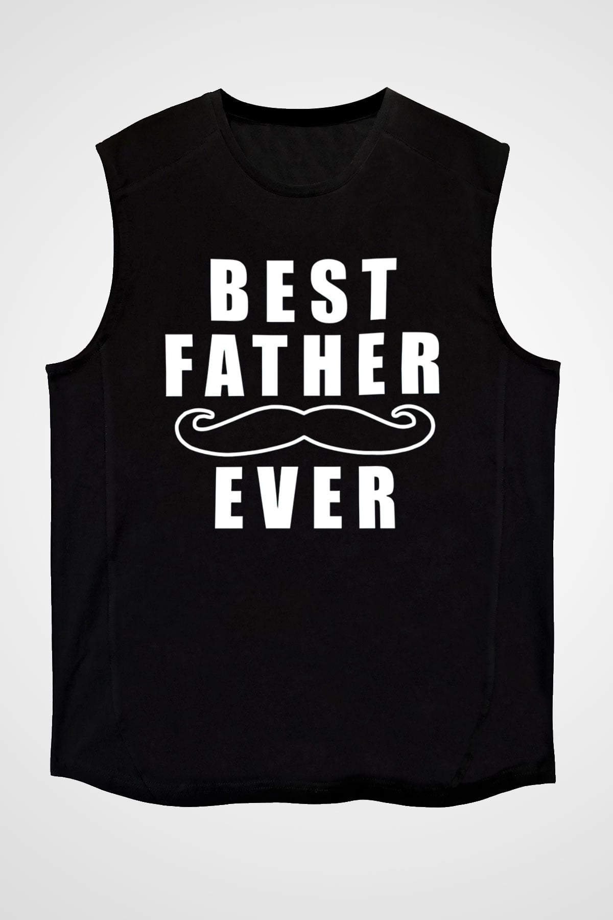 Babalar Günü Baskılı Unisex Siyah Kolsuz Tişört - Tshirt