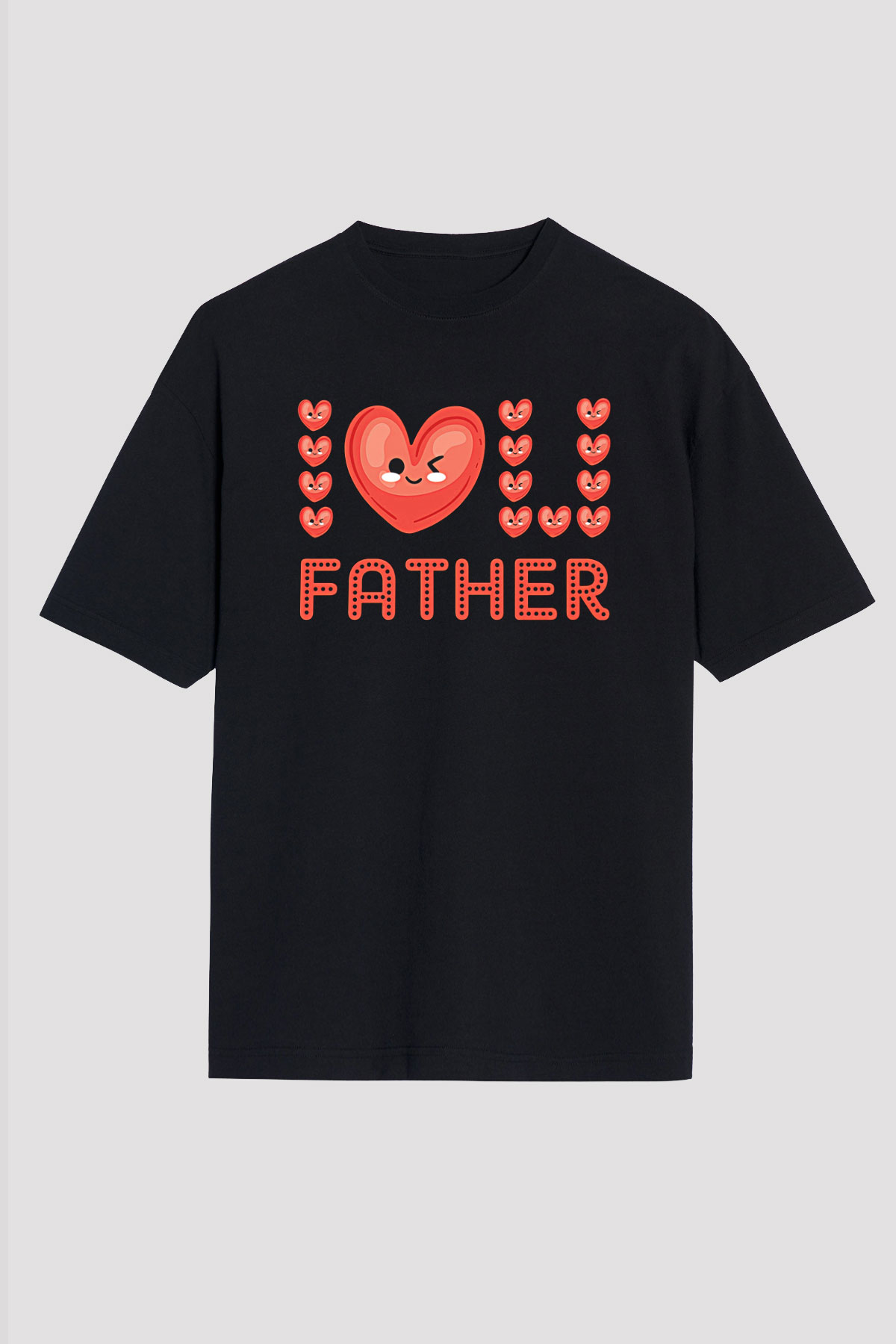 Babalar Günü Baskılı Unisex Siyah Oversize Tişört - Tshirt
