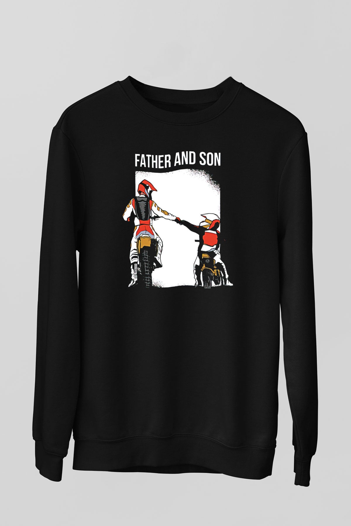 Babalar Günü Baskılı Unisex Siyah Sweatshirt