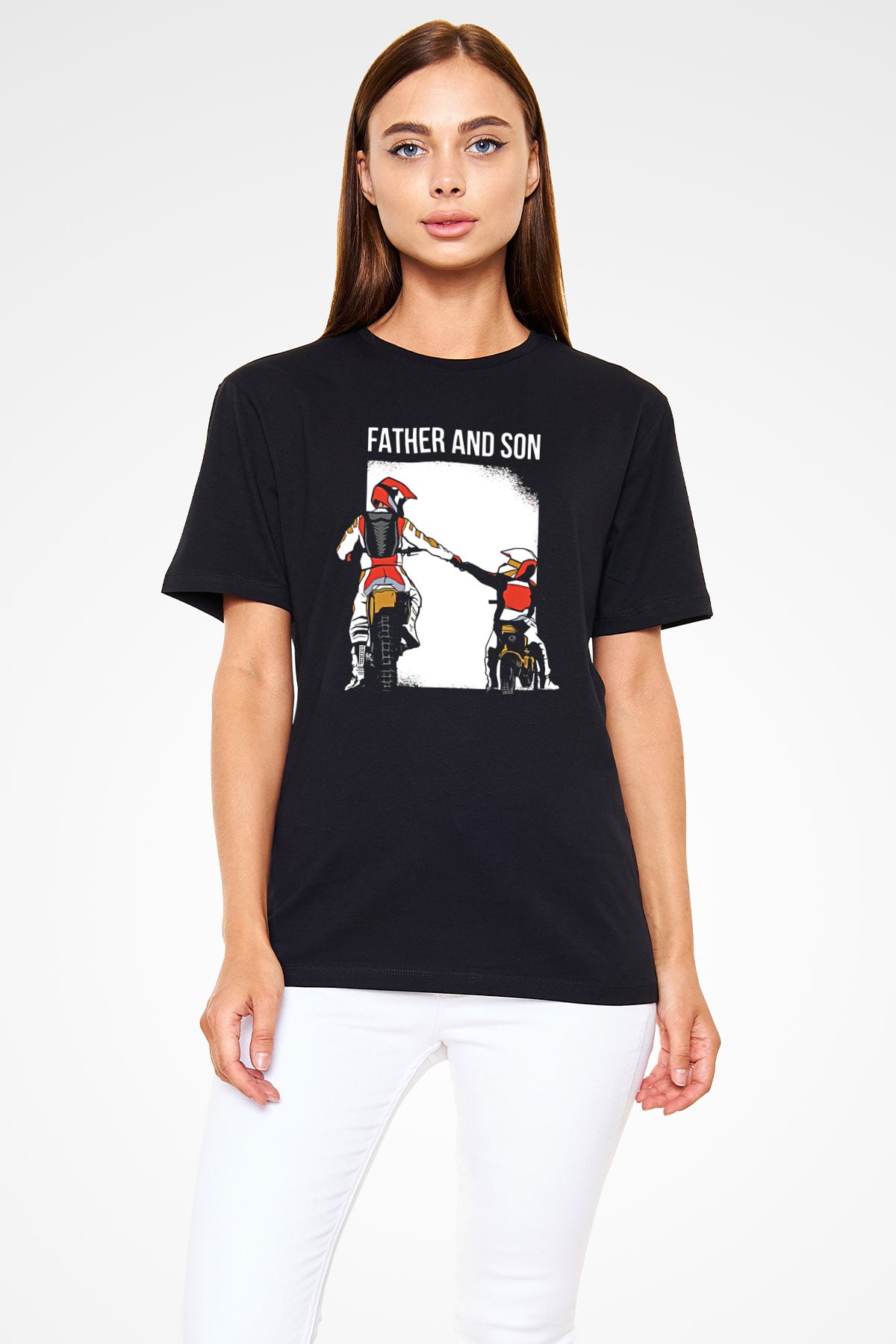Babalar Günü Baskılı Unisex Siyah Tişört - Tshirt