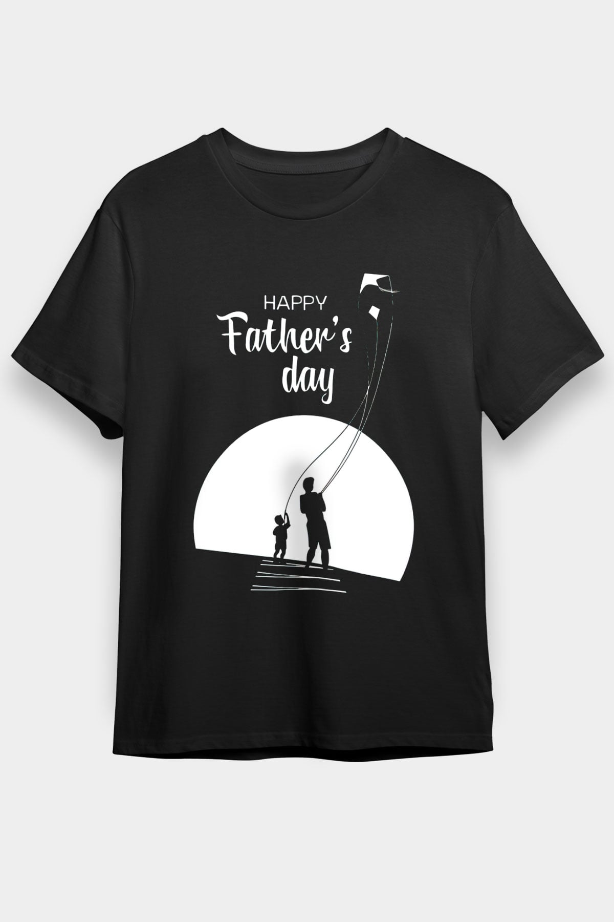 Babalar Günü Baskılı Unisex Siyah Tişört - Tshirt