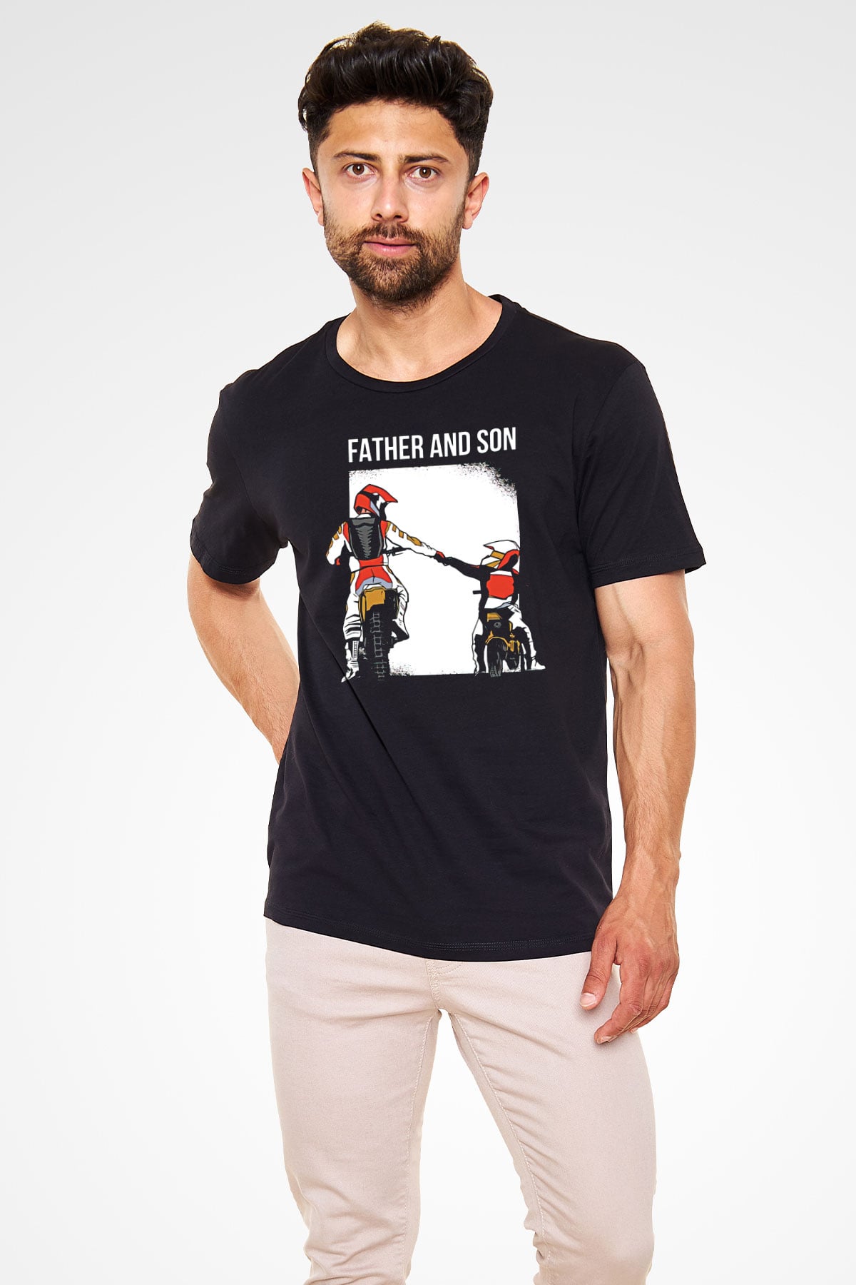 Babalar Günü Baskılı Unisex Siyah Tişört - Tshirt