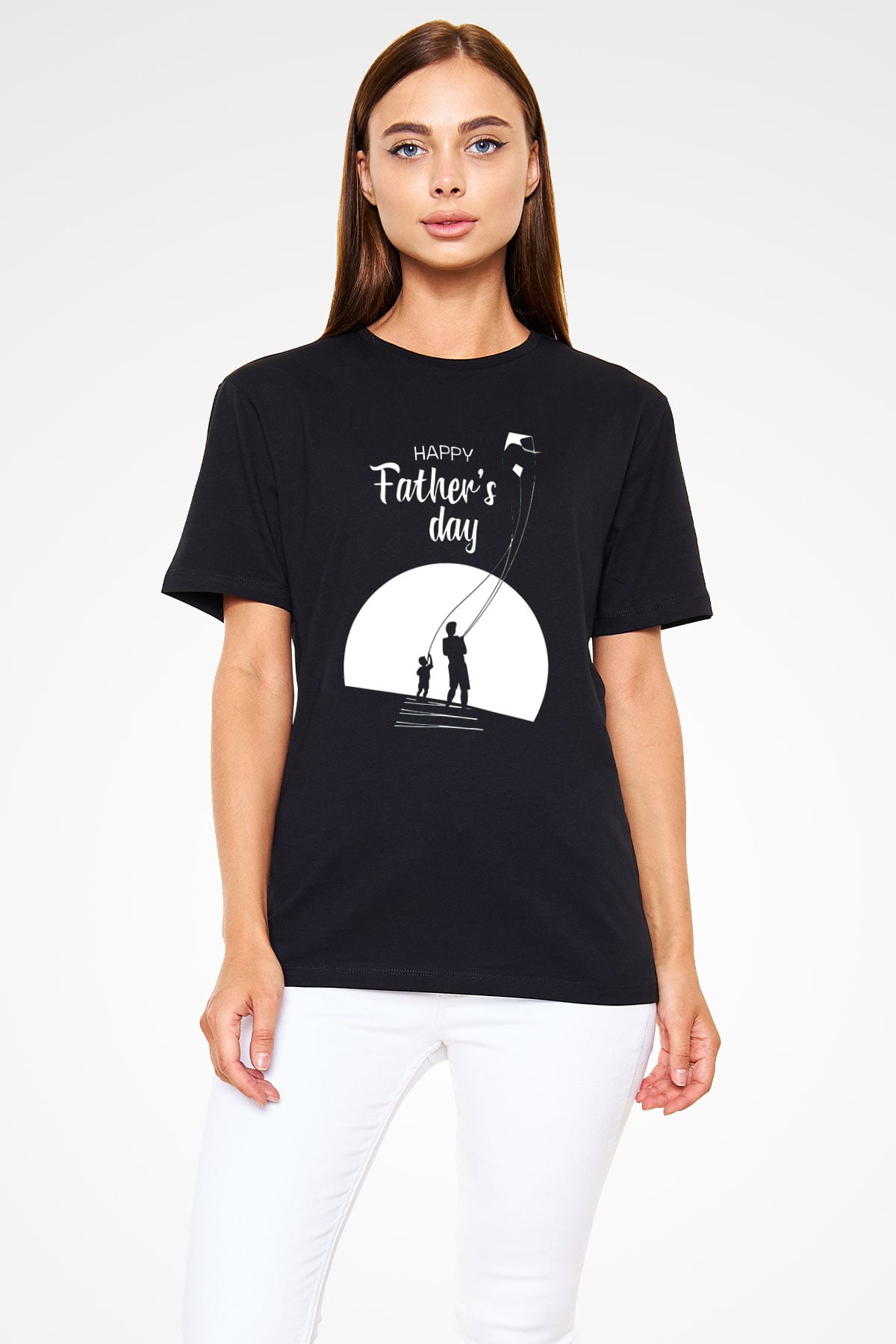 Babalar Günü Baskılı Unisex Siyah Tişört - Tshirt